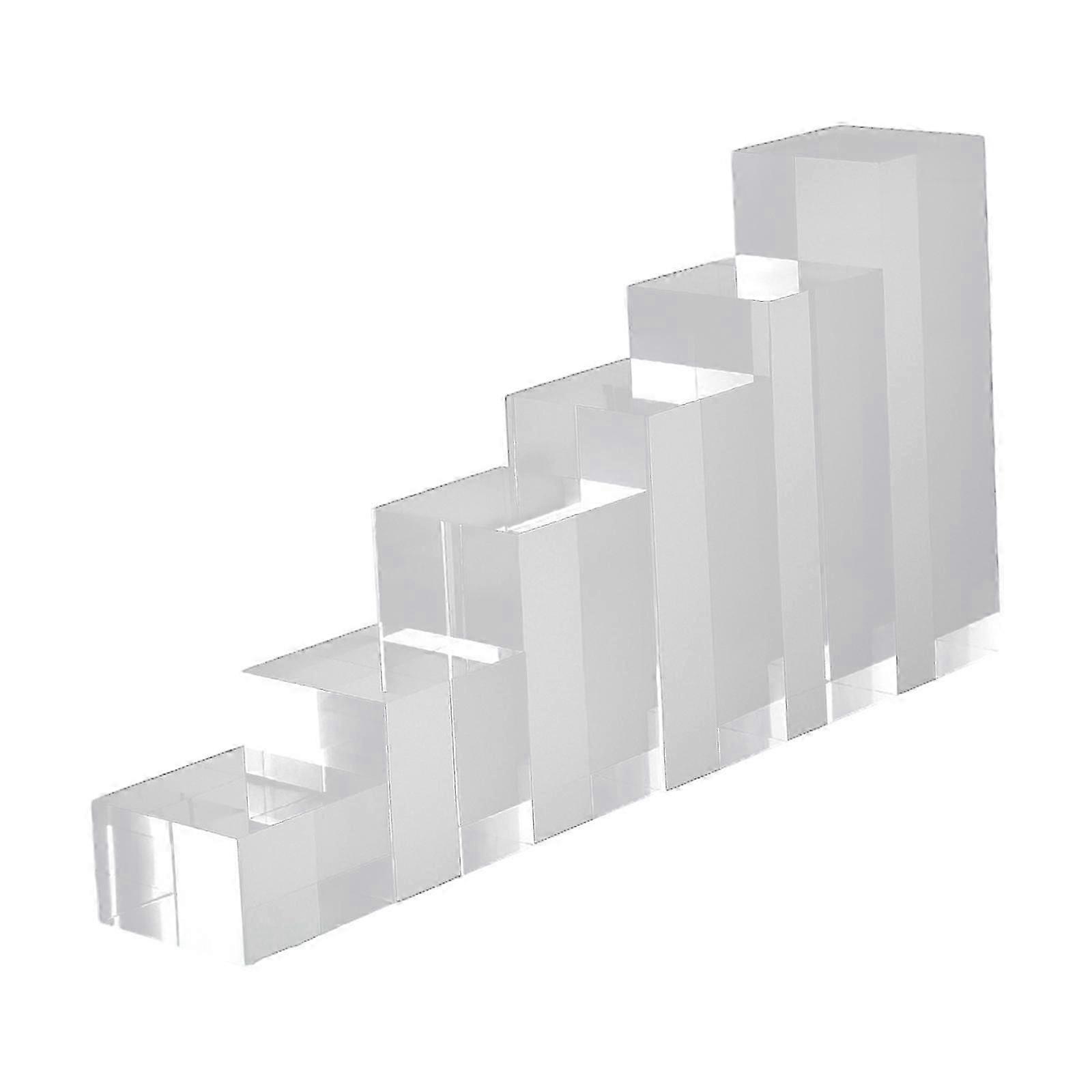 6Pcs Acrylic Square Display Block Riser for Toy and Cosmetic Collections, Suitable for Items Ranging from 3cm to 18cm