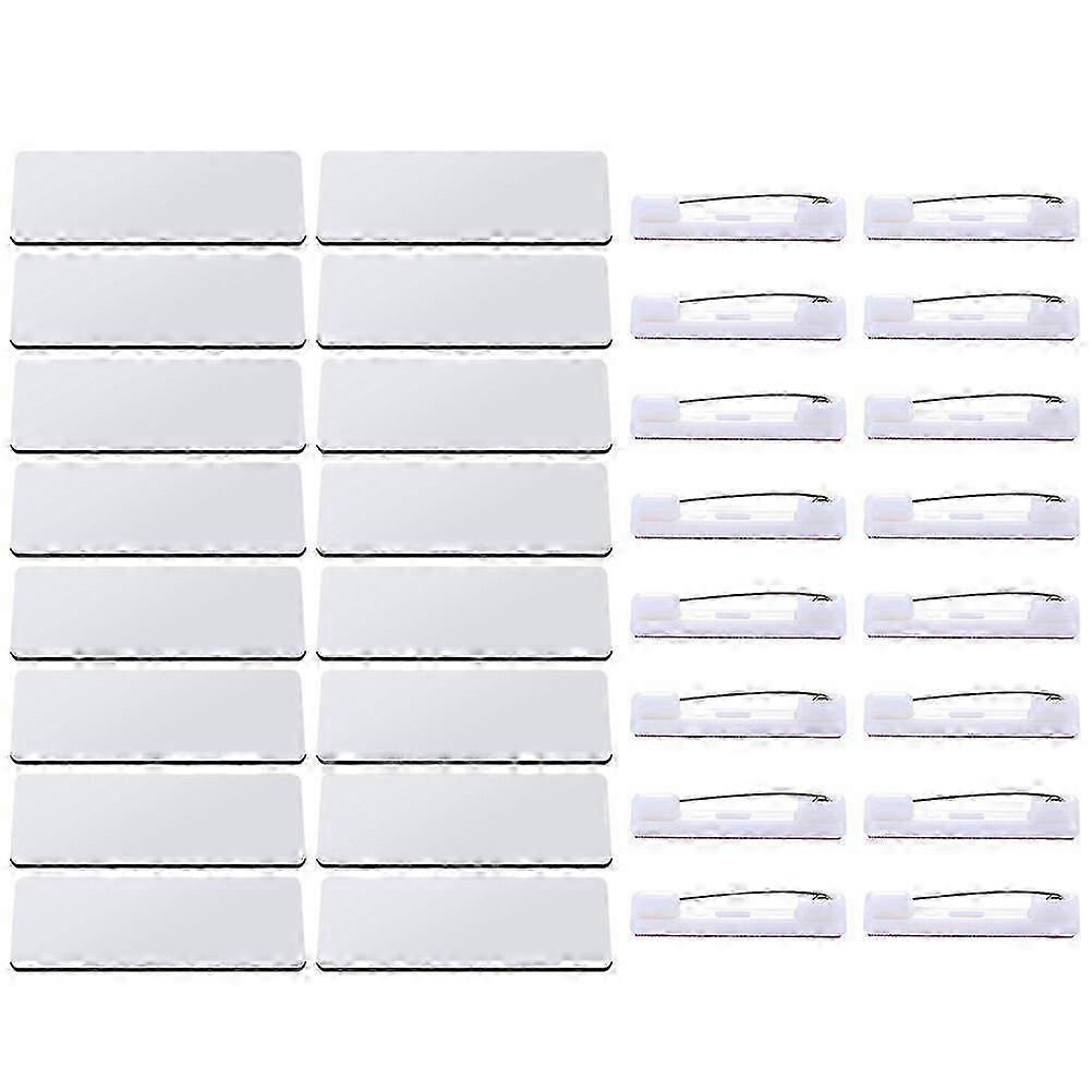 32Pcs DIY Sublimation Name Badges with Pin Backing for Office-7.6X3.8cm-White