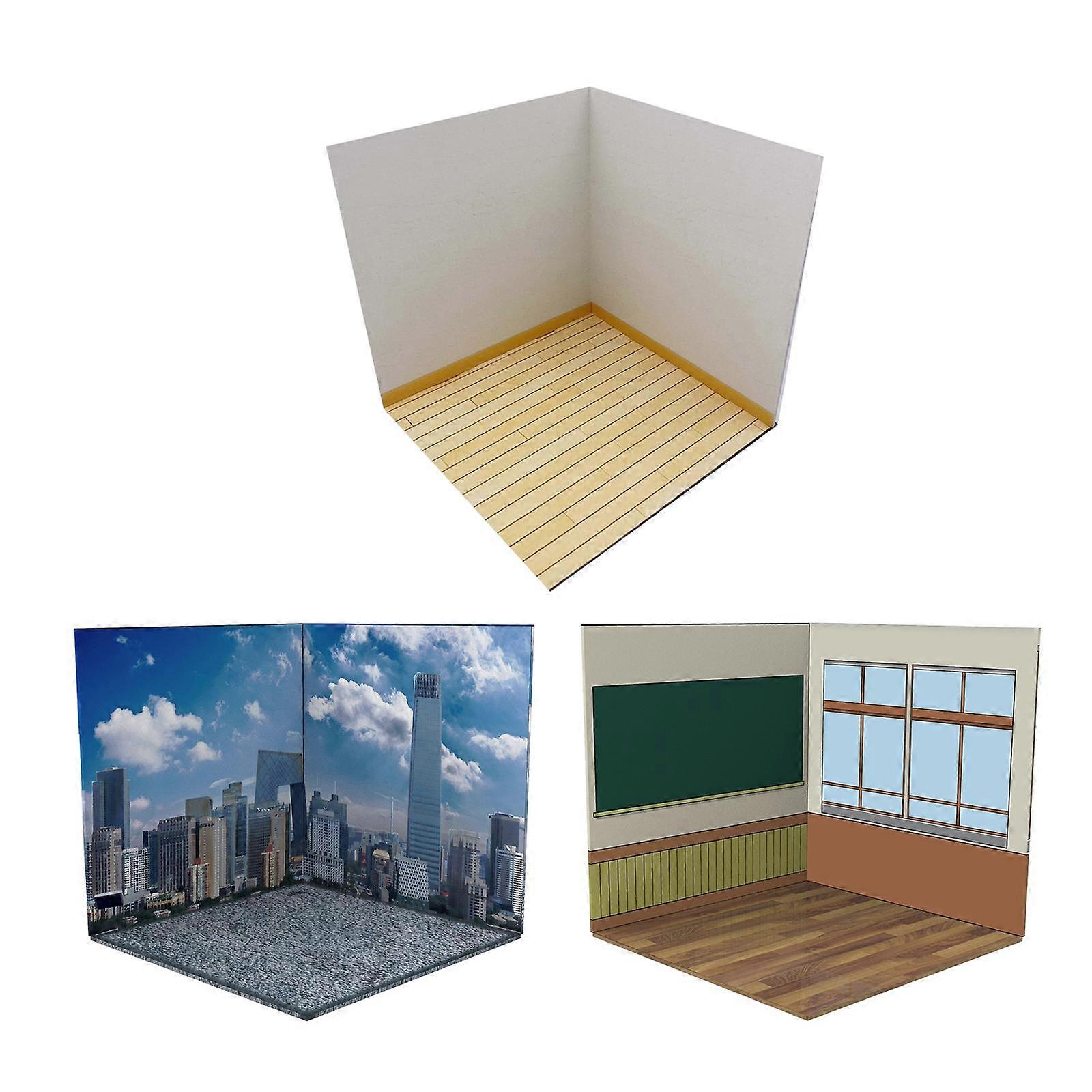 3pieces 1/12 Scale Backdrop Display Collection Parking Background Diorama Layout