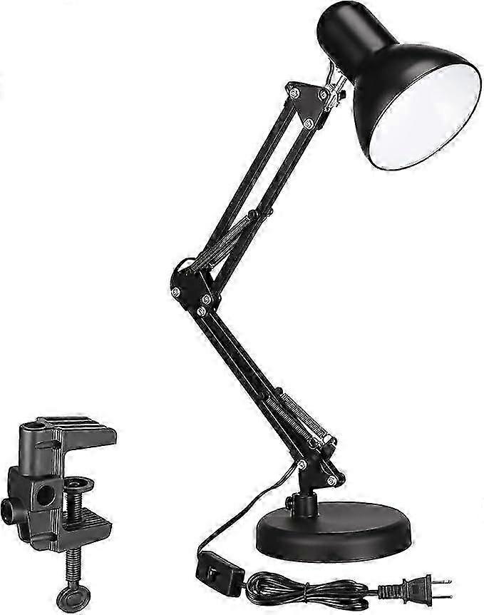 TORCHSTAR Metal Desk Lamp with Clamp, Swing Arm, Architect Adjustable Gooseneck Table Lamp, Clip Desk Lights for Home Office, Work, Study, Reading, E2