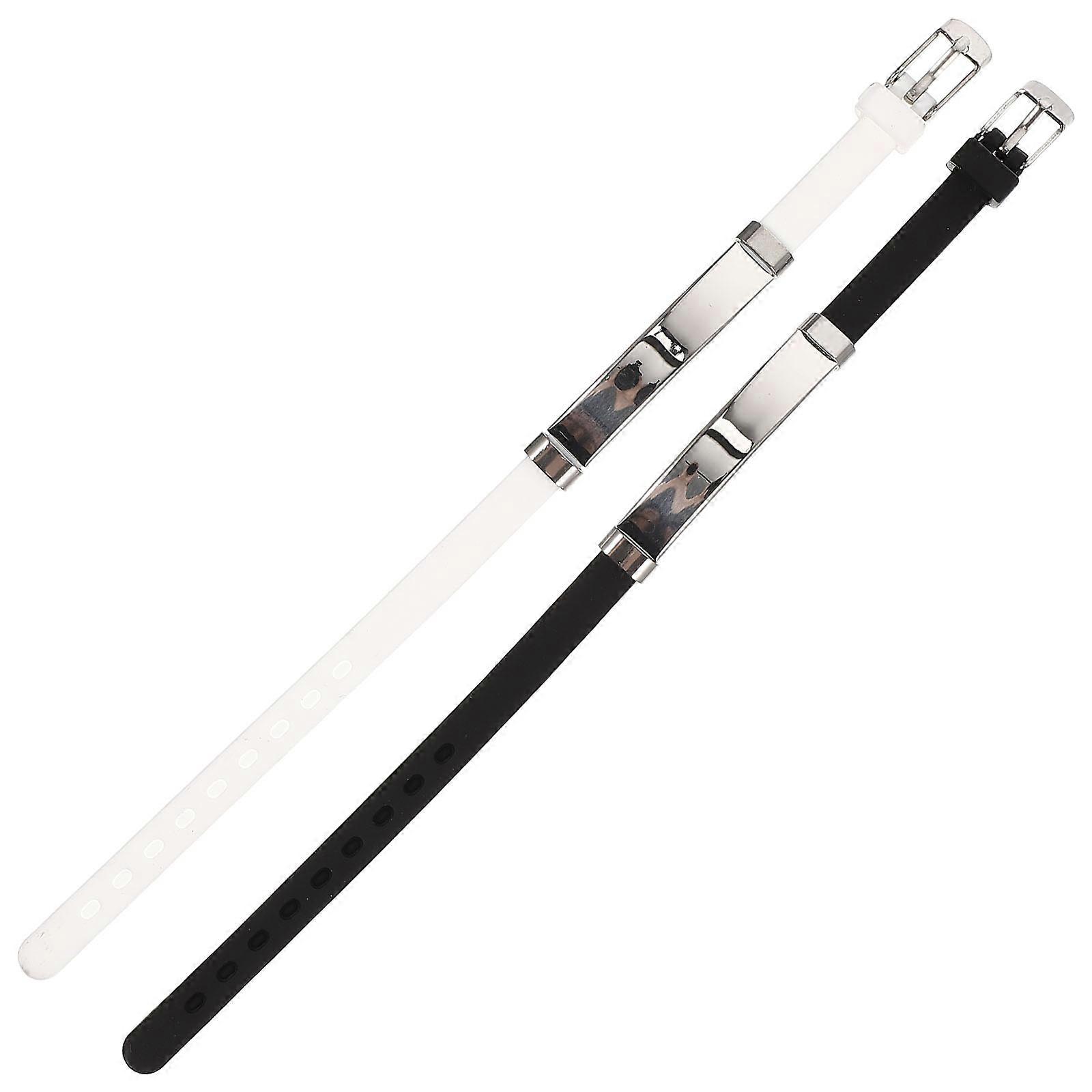 Glow In The Dark Silicone Wristbands Light Up Adjustable Size For Kids 20.5X1X0.8Cm 2Set