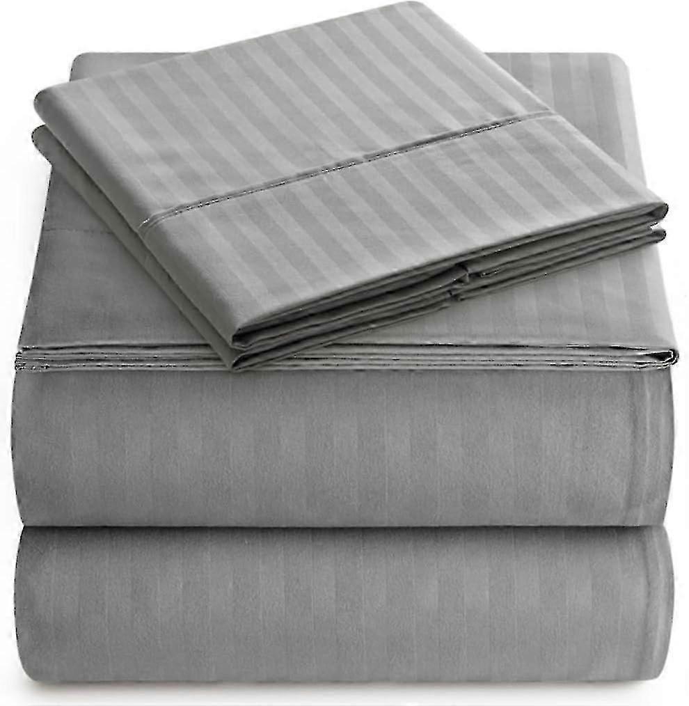 Luxury Soft Microfiber Striped Bed Sheet Set with Deep Pockets - 4-Piece Bedding Set, Fade, Stain, and Wrinkle Resistant, suitable for Full 