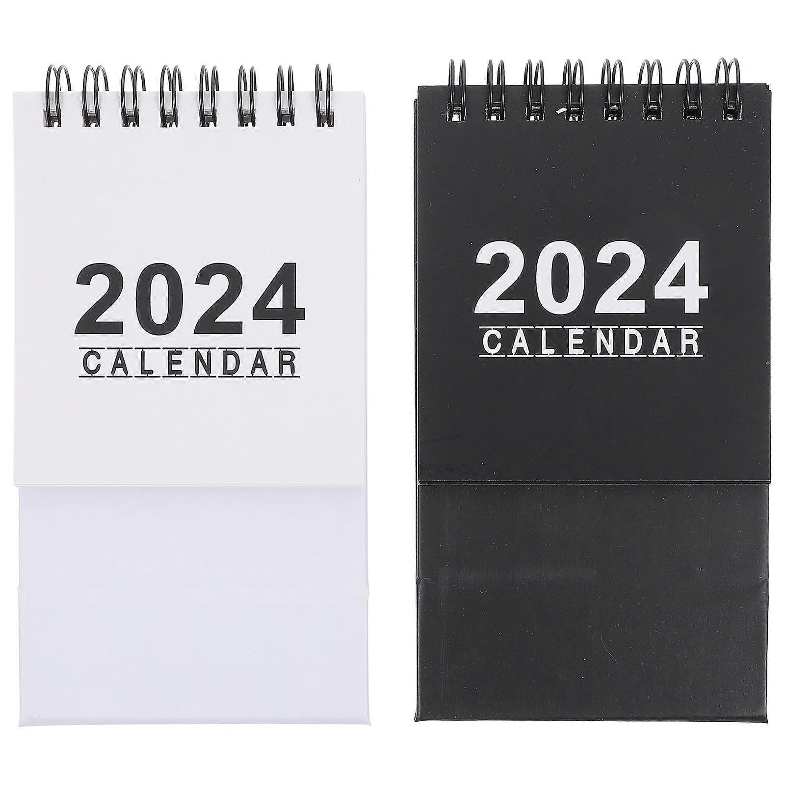 Desktop Calendar Table Calendar Office Desk Home Accessory Planning Arrangement White Paper Standing Design 2Pcs