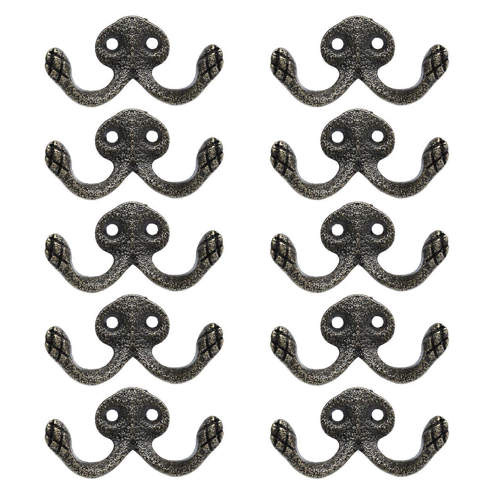 Retro Style Hook Zinc Alloy Organizing Clothes Hooks For Bedroom Small Coat Hooks 10Pcs