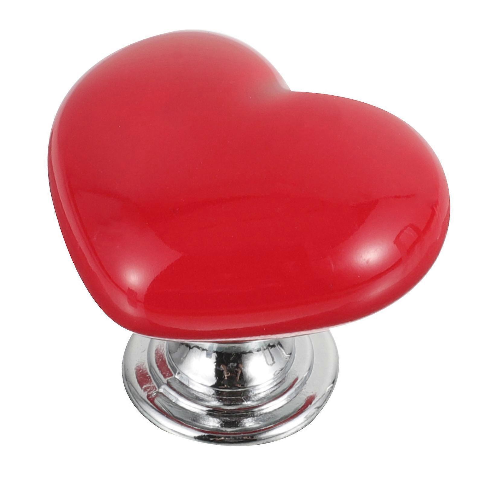 Dresser Drawer Handle Ceramic Material Heart Shaped Door Knob Easy to Install 1Set