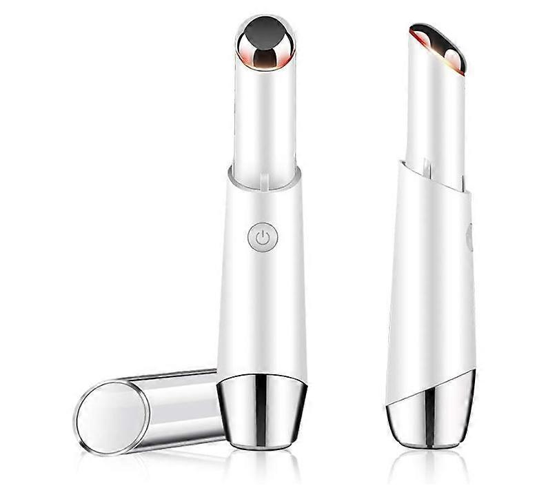Heated Eye Massager Wand 40, Rechargeable Facial Massage Wand Tool for Relieving Dark Circles Anti-Aging, Reduce Fine Lines, and Puffiness(White)
