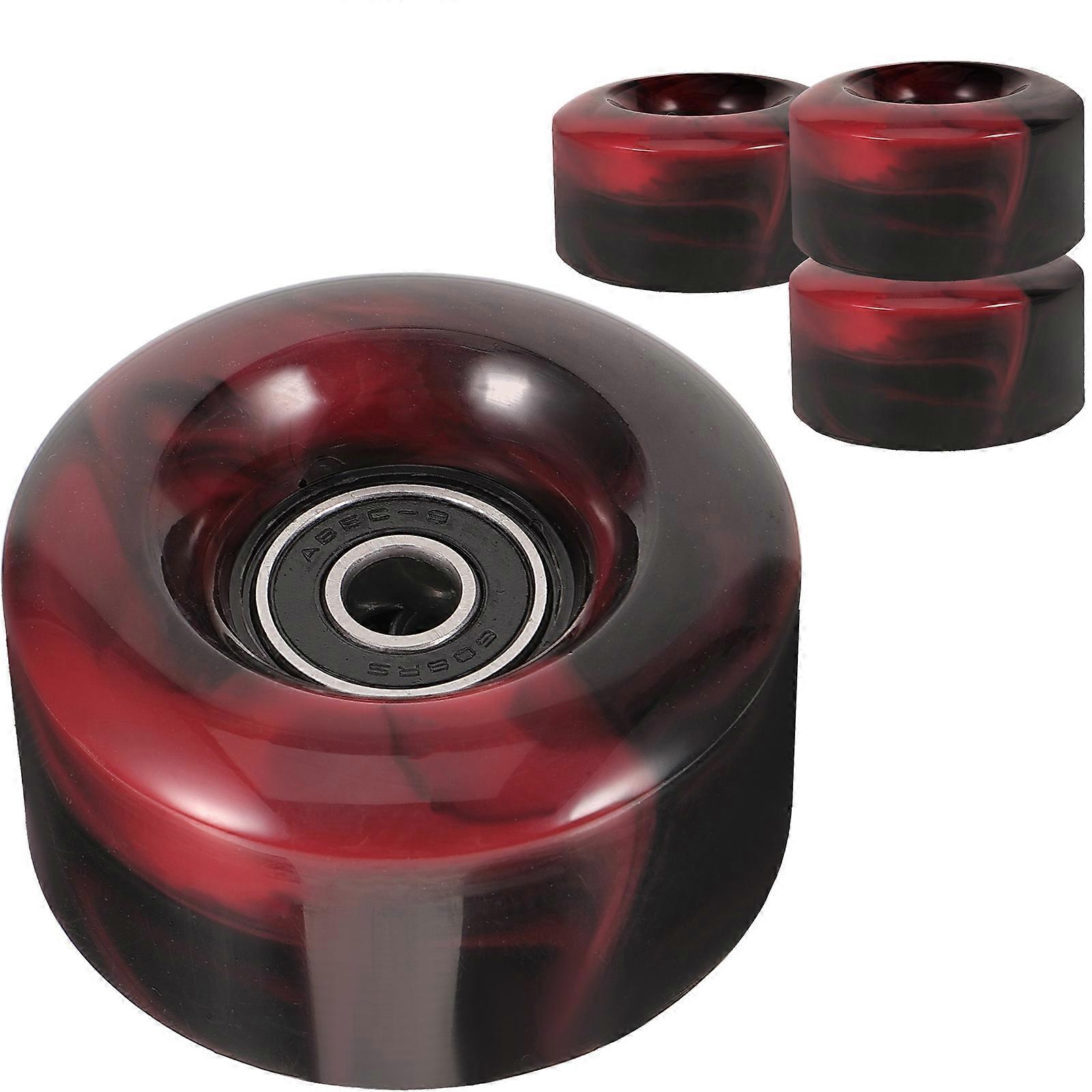 Skateboard Wheels Pu Wheel Two-Row Wheels Design For Skateboarding Enthusiasts Assorted Color 4Pcs