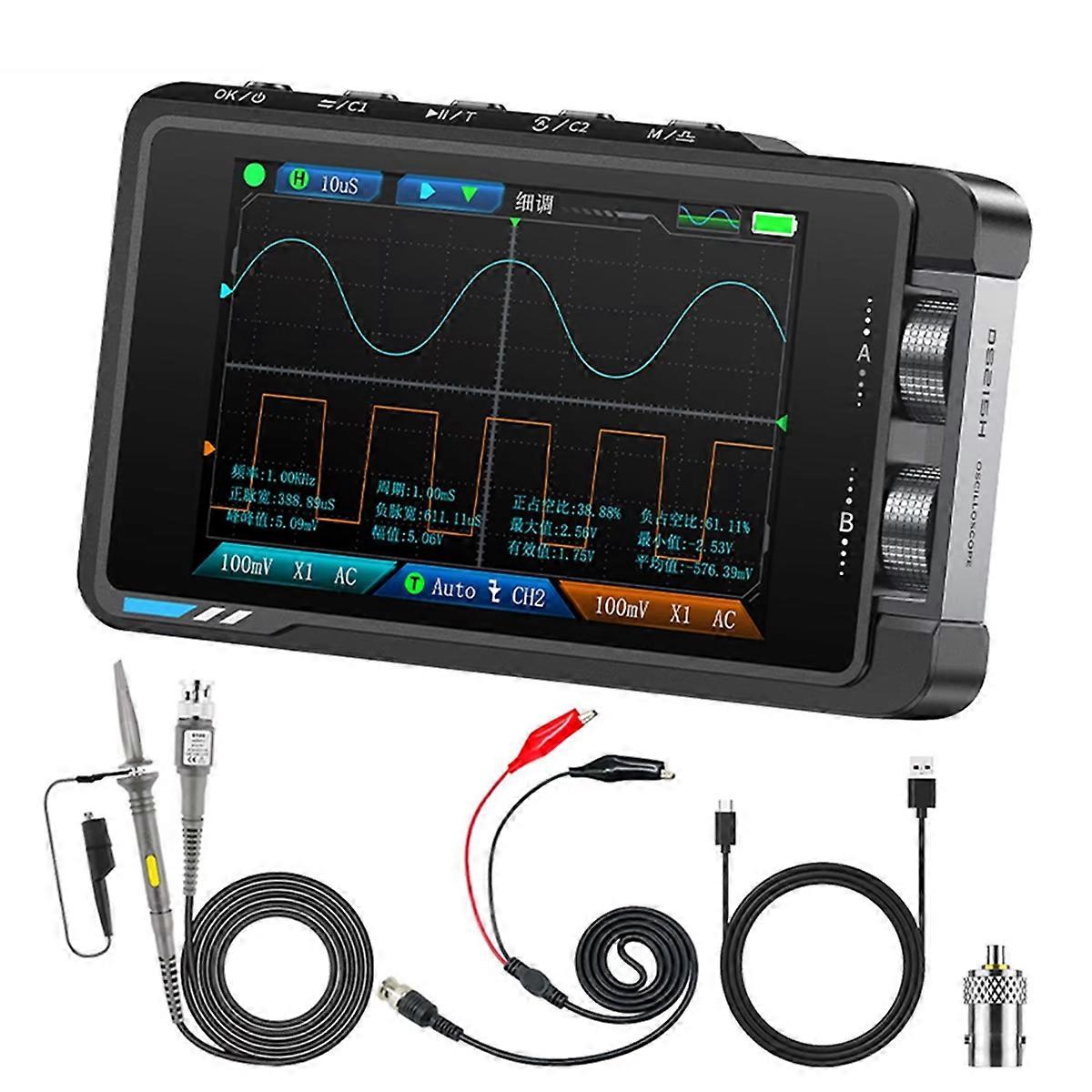 DS215H Oscilloscope Handheld Dual-Channel Two-in-One Digital Signal Generator Supports 8 Languages