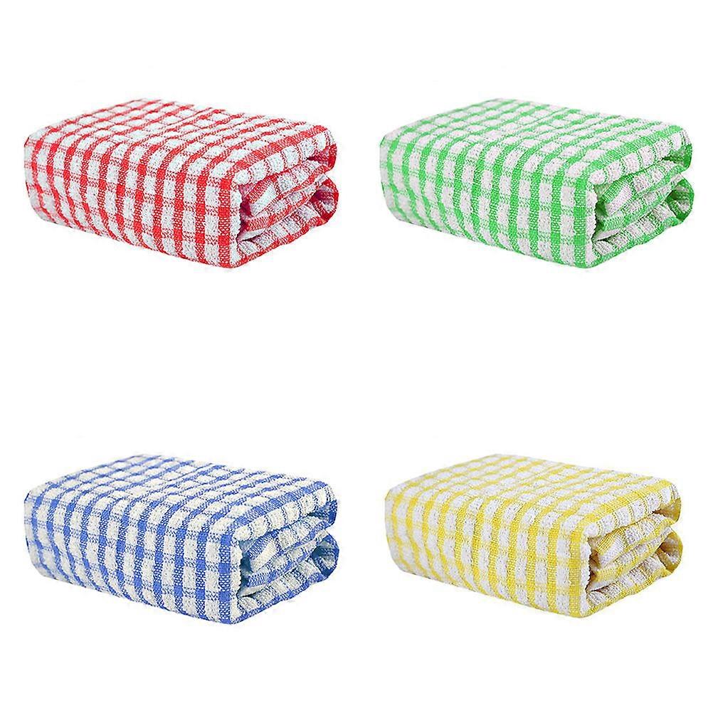 4pcs Kitchen Cleaning Cloths, Multi Purpose Dish Towels for Home, Office, Restaurant Use, Classic Lattice Pattern, Gentle on Surfaces, Quick Drying