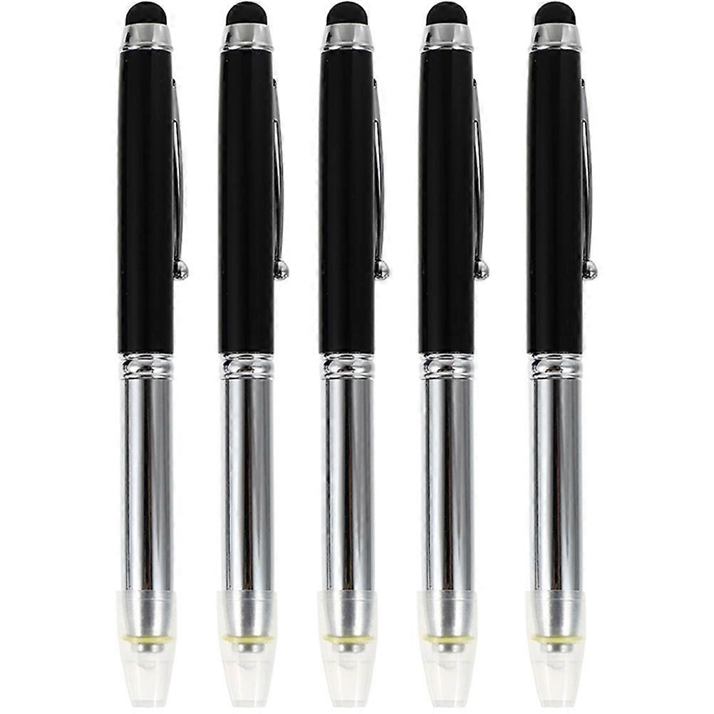 5pcs Light Pen with Stylus Tip for Touch Screens, LED Ballpoint Pen with Comfortable Grip for Smooth Writing and Daily Use