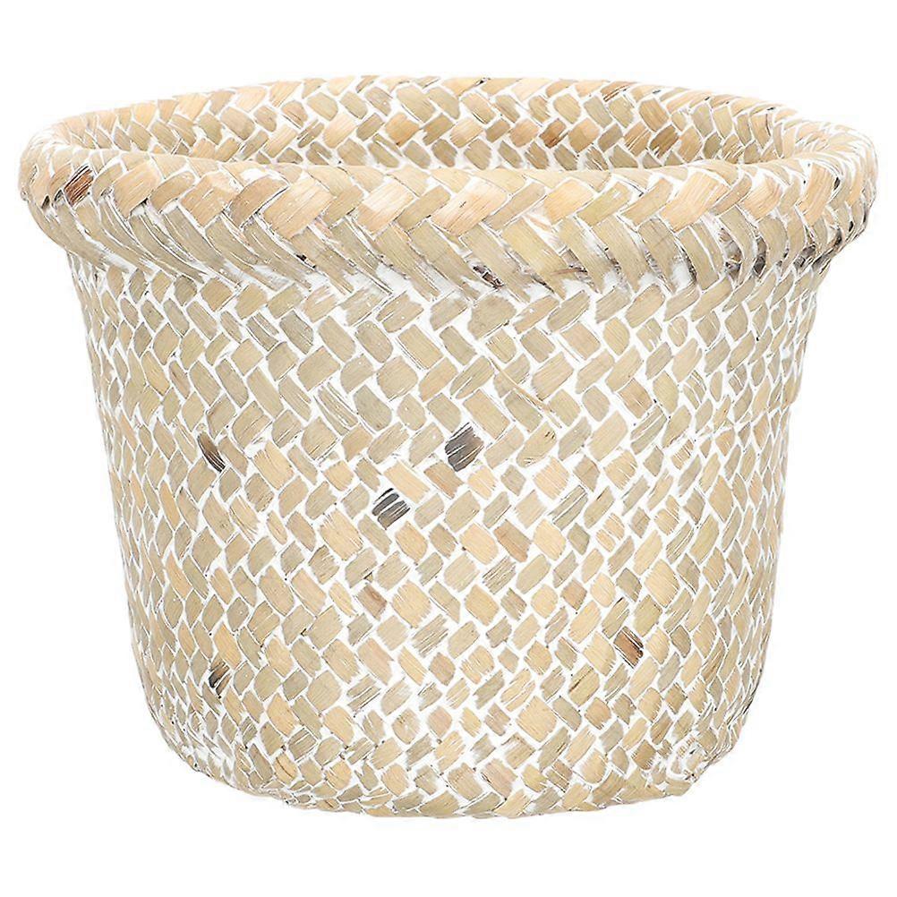 Vintage gewebter Eimer Abfallpapierbehälter gewebter Mülleimer Wäschekorb zu Hause gewebter Korb
