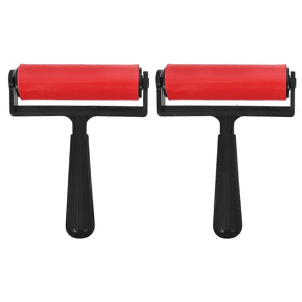 Stamp Roller Printmaking Roller Set Cylindrical 15.00X11.50X3.50CM Printmaking Red 2Pcs