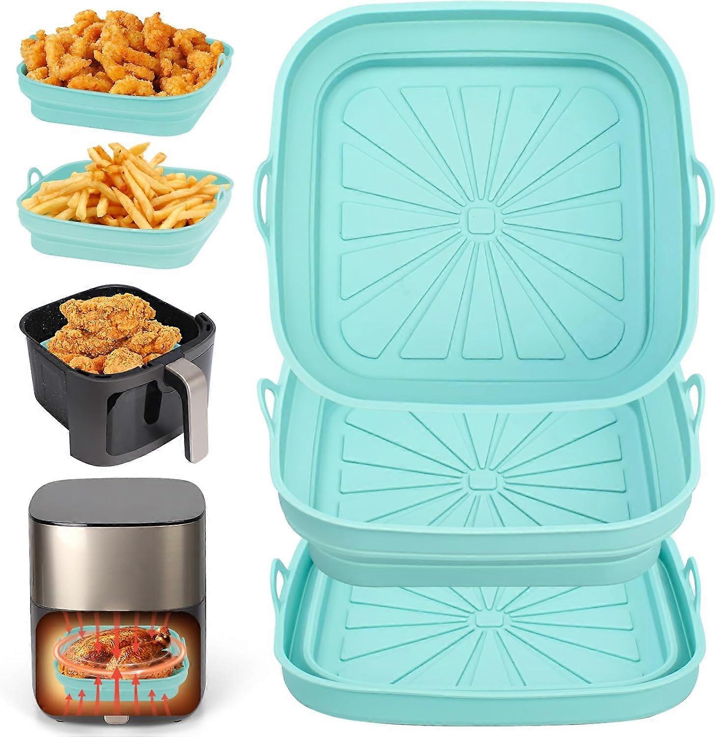 Air fryer liners, reusable, blue, 3-pack