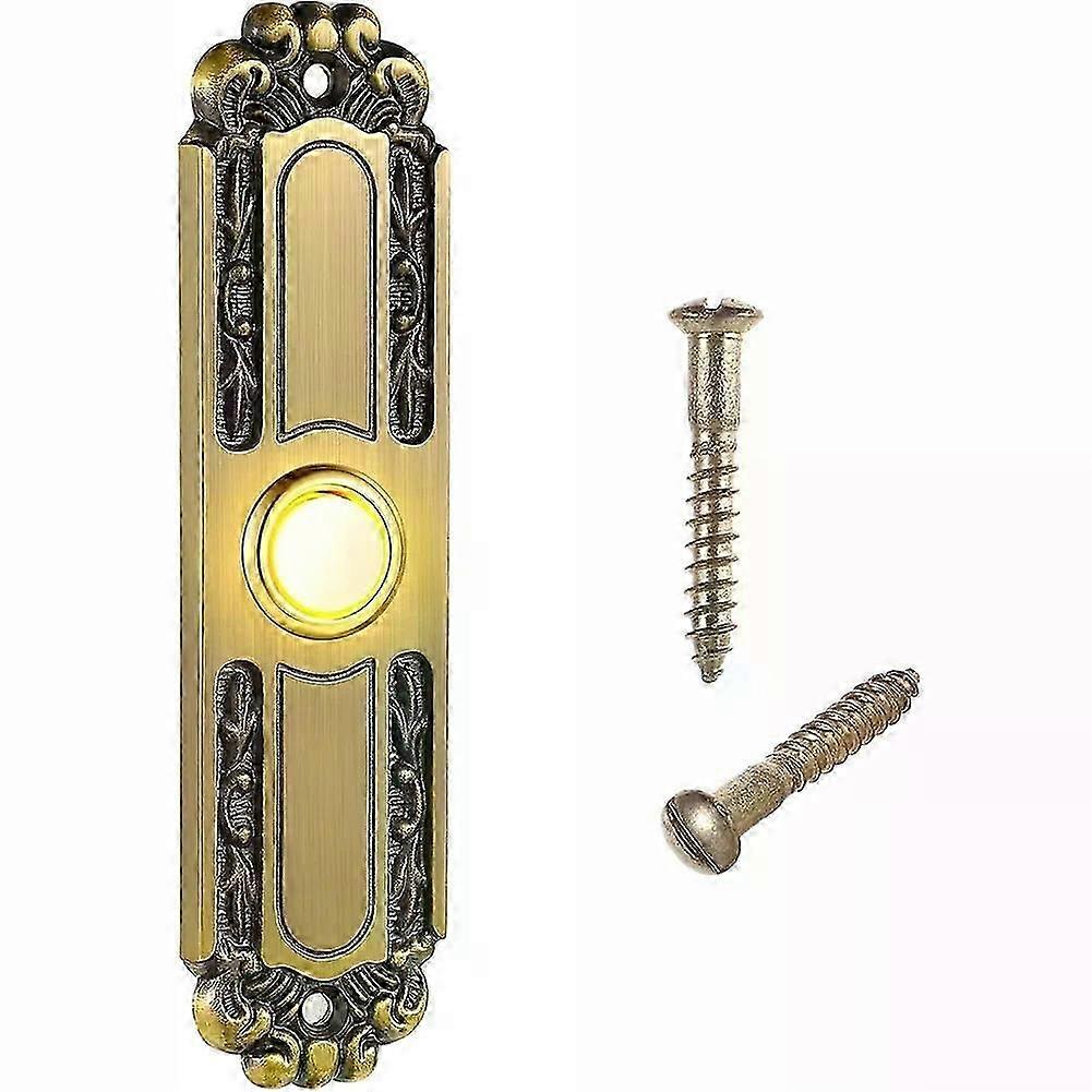 Antique Bronze Lighted Doorbell Button Wired Door Bell Push Buttons Rectangular LED Door Chime Wall Mounted Doorbell Switch