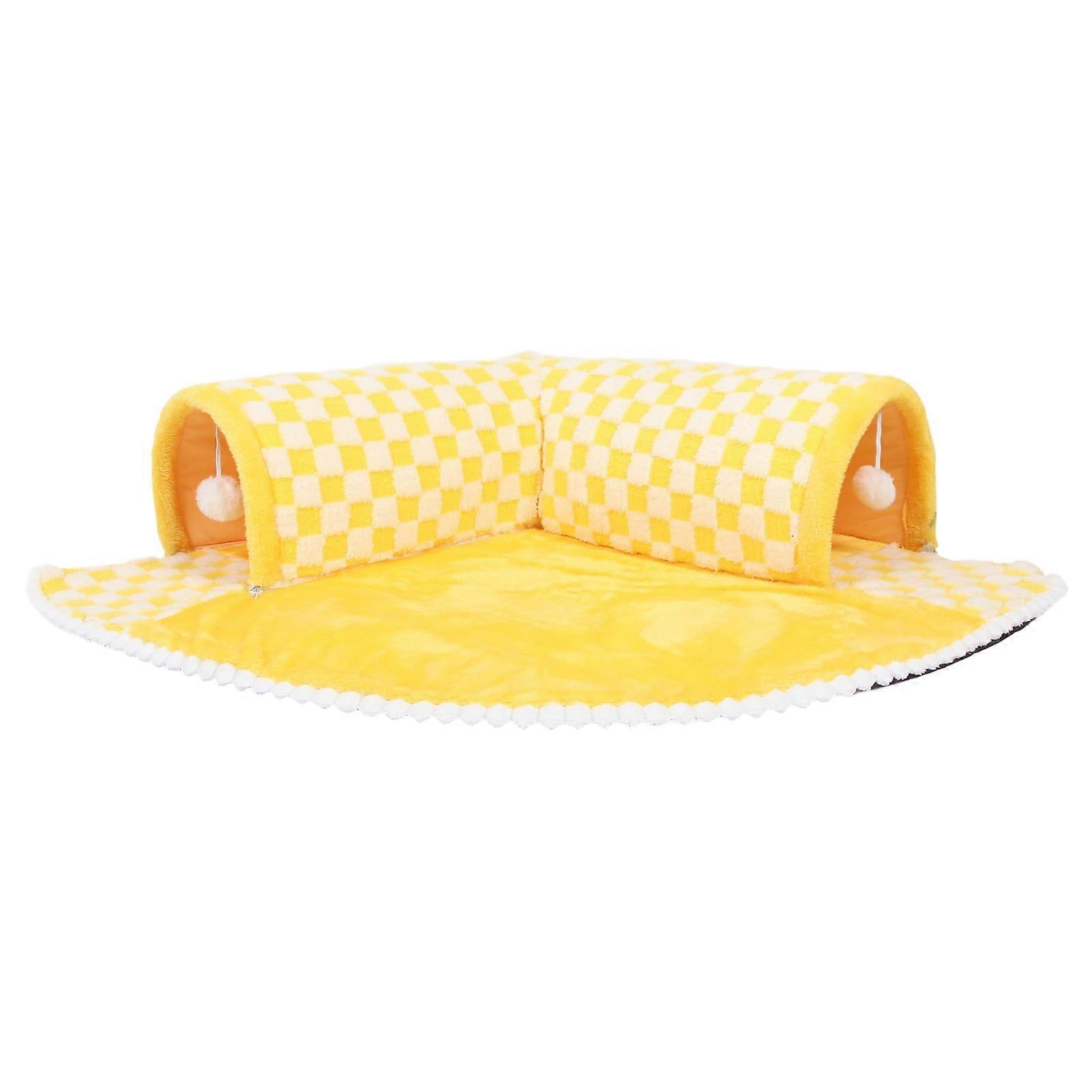 Cat Tunnel Mat Washable Removable Cat Bed Decoration Comfortable Rest 80x60cm Plush Gray for Cats