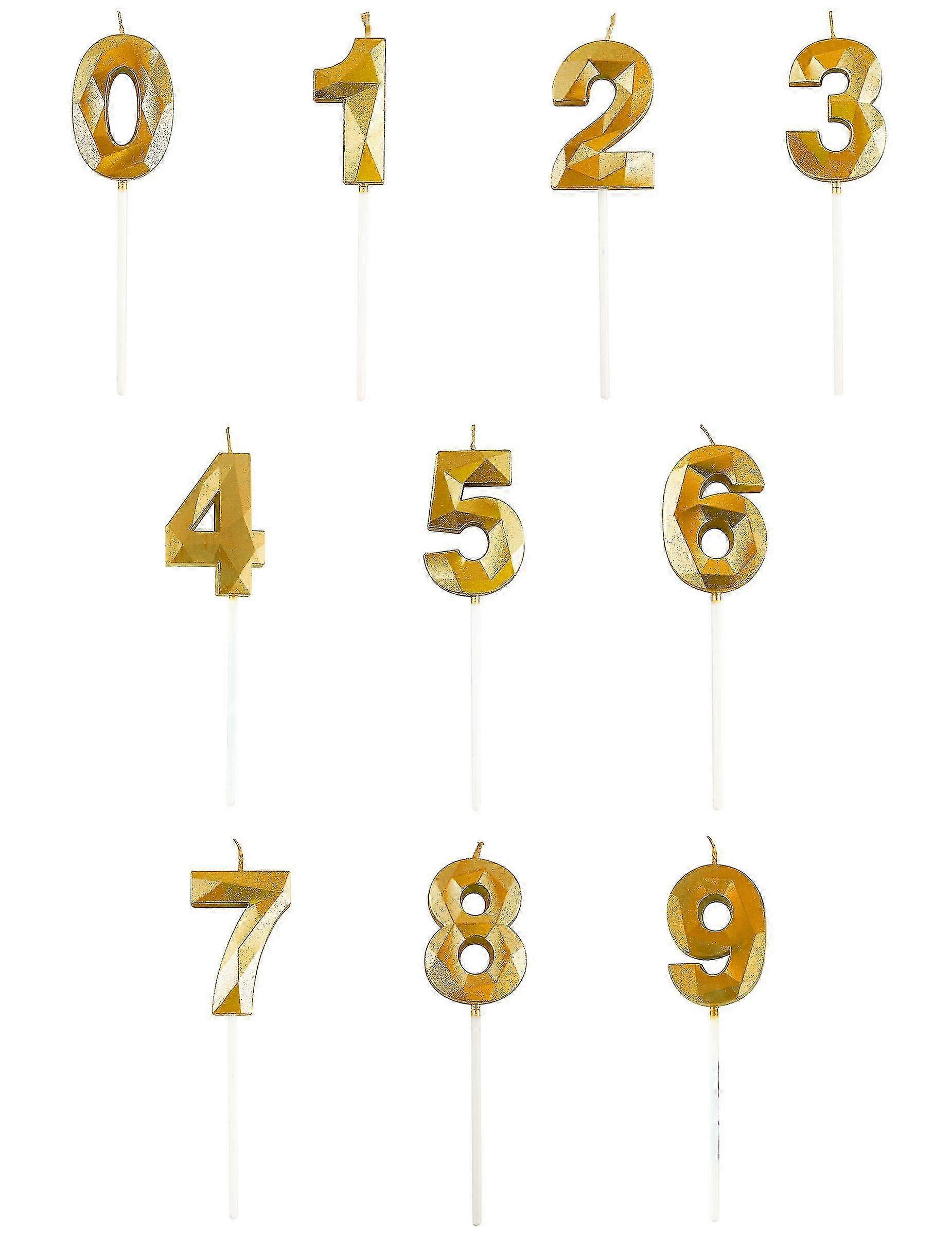 Golden Number Candle with Diamond Effect, 5 cm