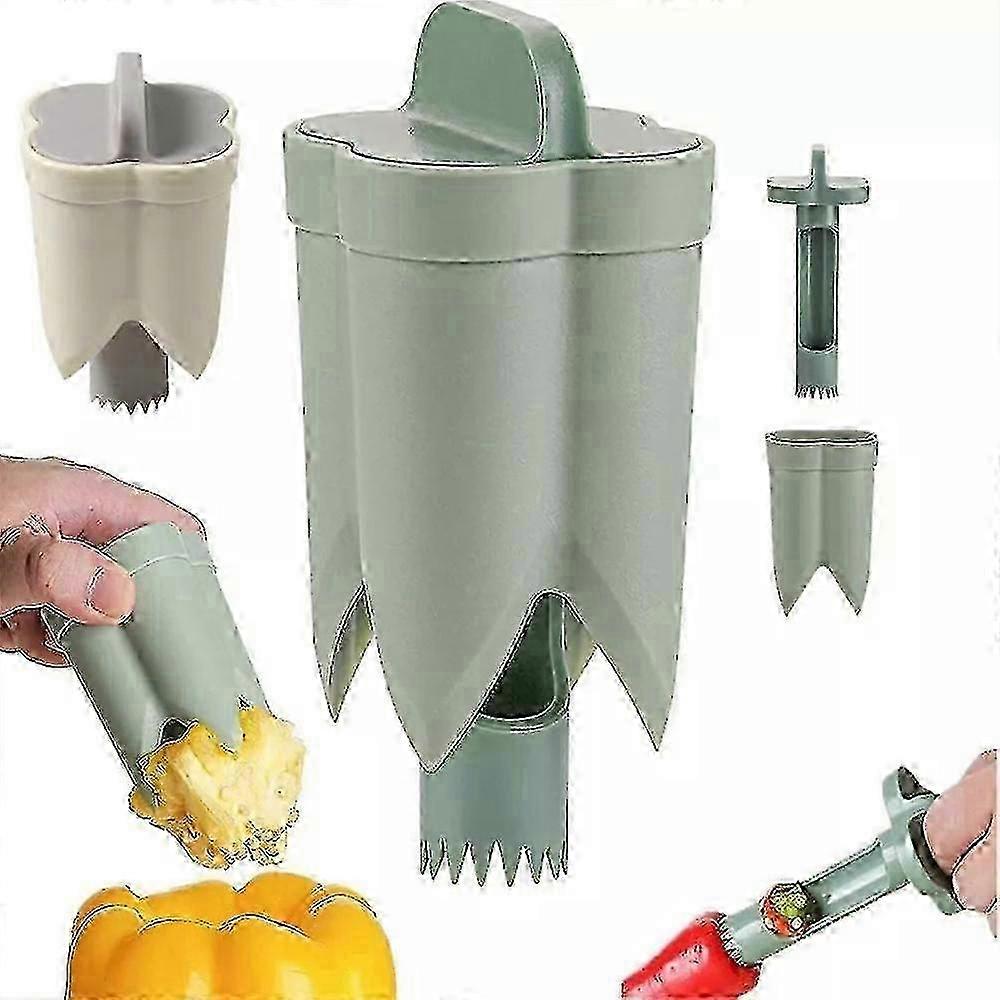 2 in 1 Bell Peppers Seed Core Remover, Fruit & Vegetable Quick Corer Tools, Suitable for Jalapeno Green Peppers