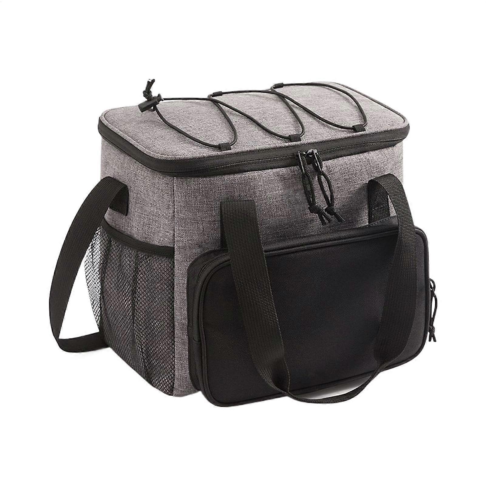Isolated Lunch Bag, Ice Cooler Bag, Leak Proof for Picnic, Road Trips, Gray