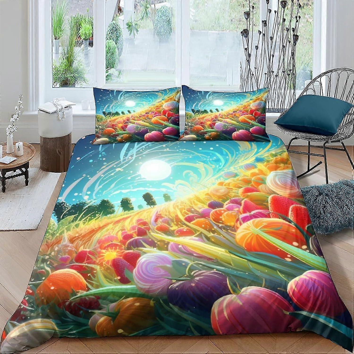 3D Printed Cartoon Characters Duvet Cover Bedding Set with Pillowcase - Soft Microfiber, 3 Pieces, Suitable for Double Size