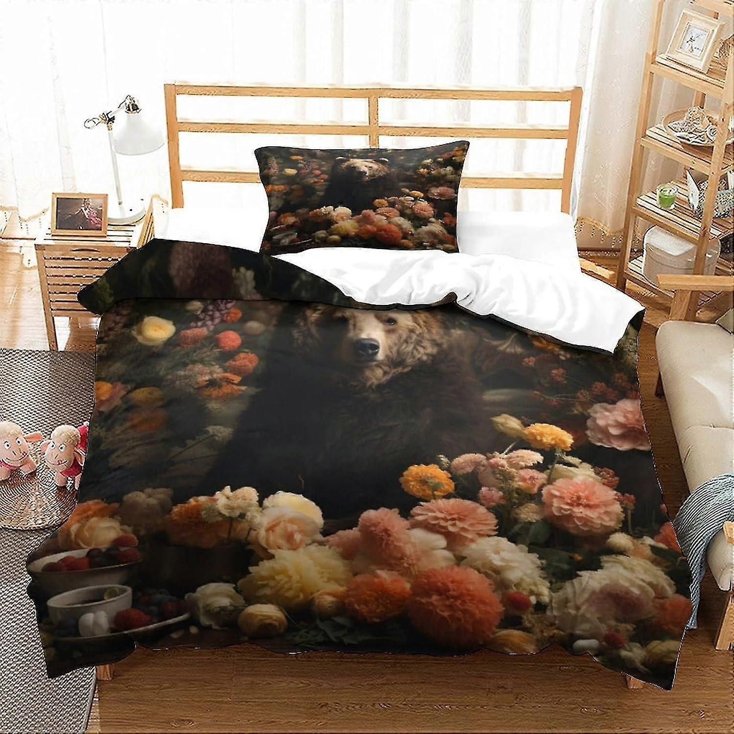 3D Duvet Cover Bedding Set with Pillowcases, Hypoallergenic Soft Microfiber, Single Size, Zipper Closure