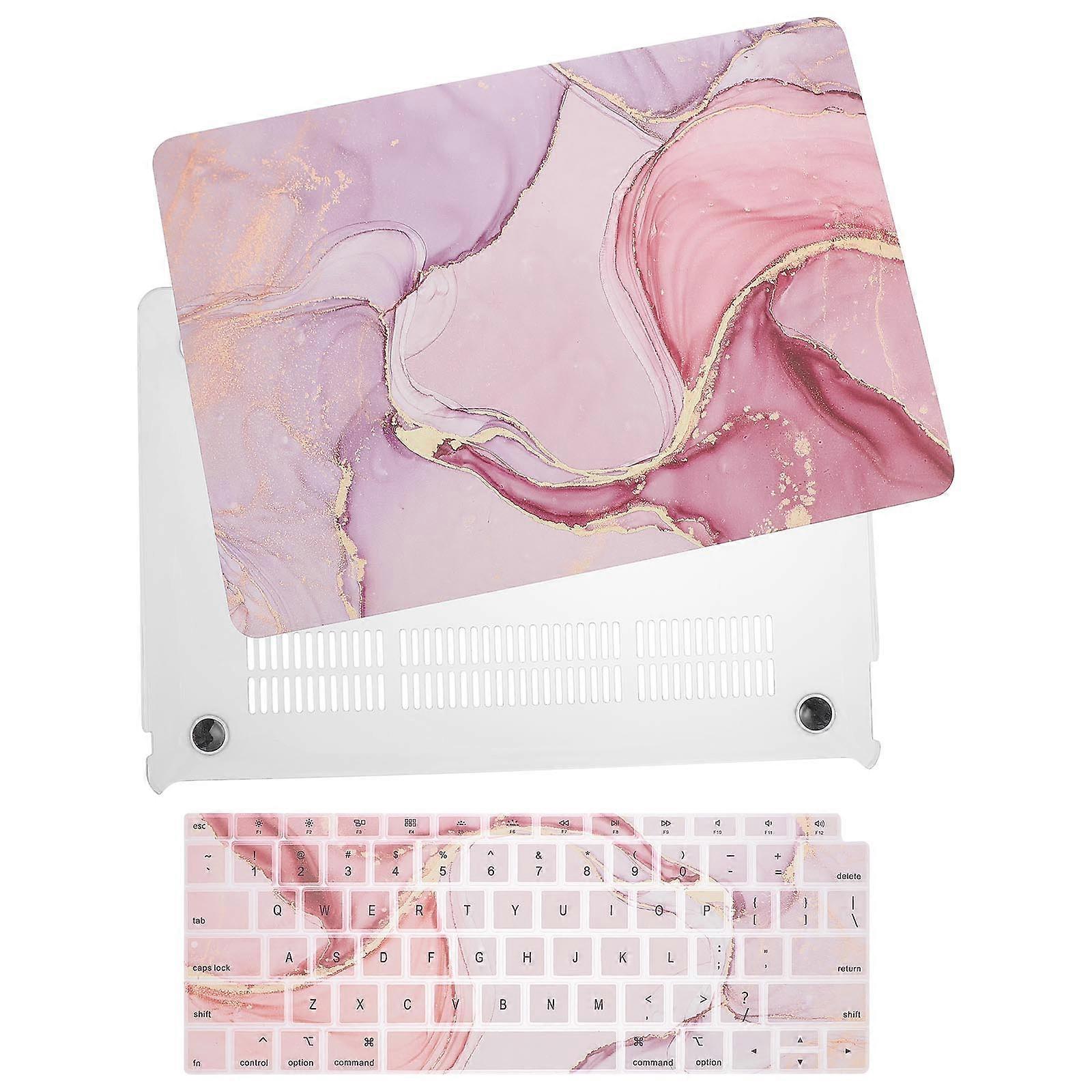 2Pcs Marbling Pattern Laptop Case and Keyboard Cover Kit Plastic Protector
