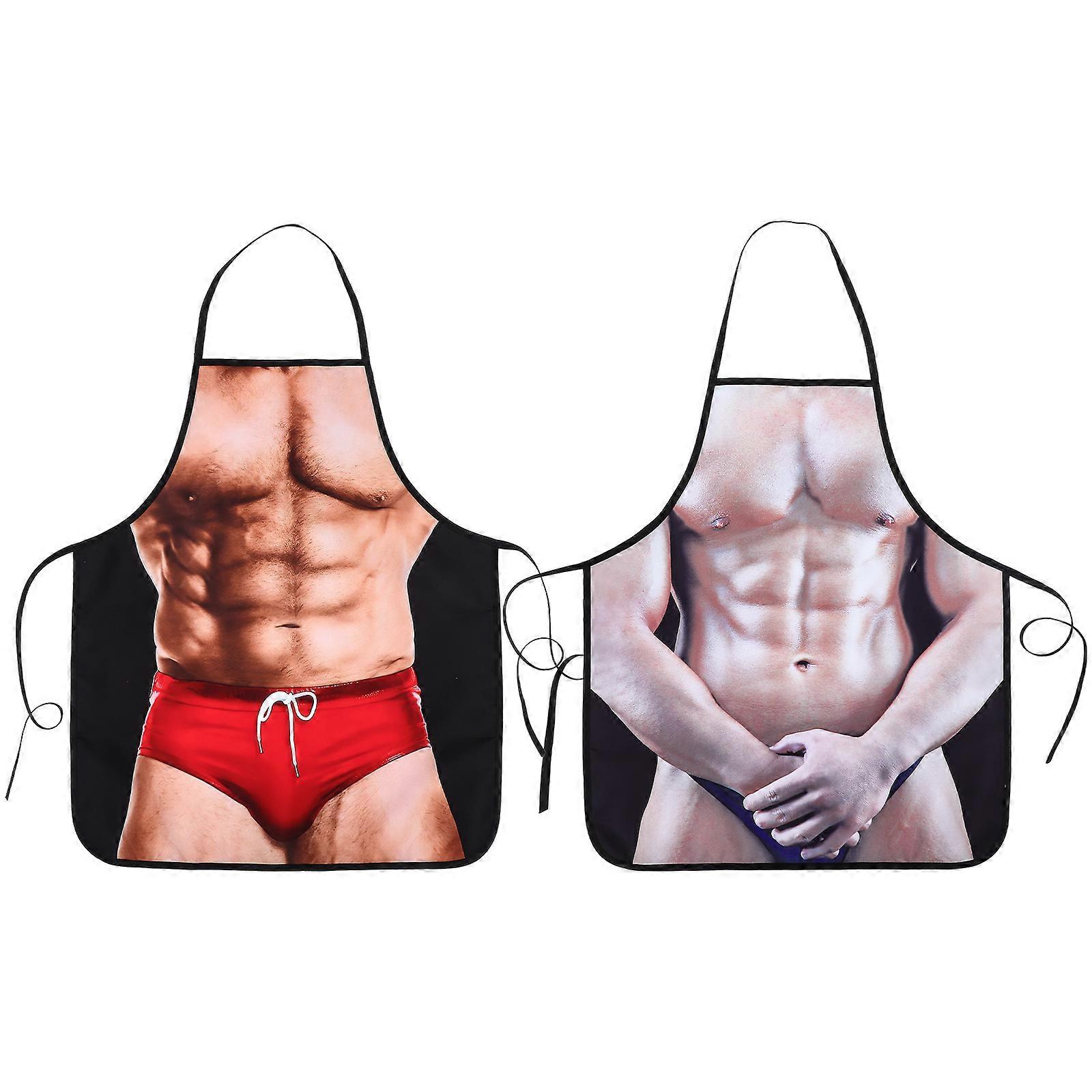 Funny Men Apron For BBQ Home Use Square Polyester Protective Cooking Baking 2Pcs