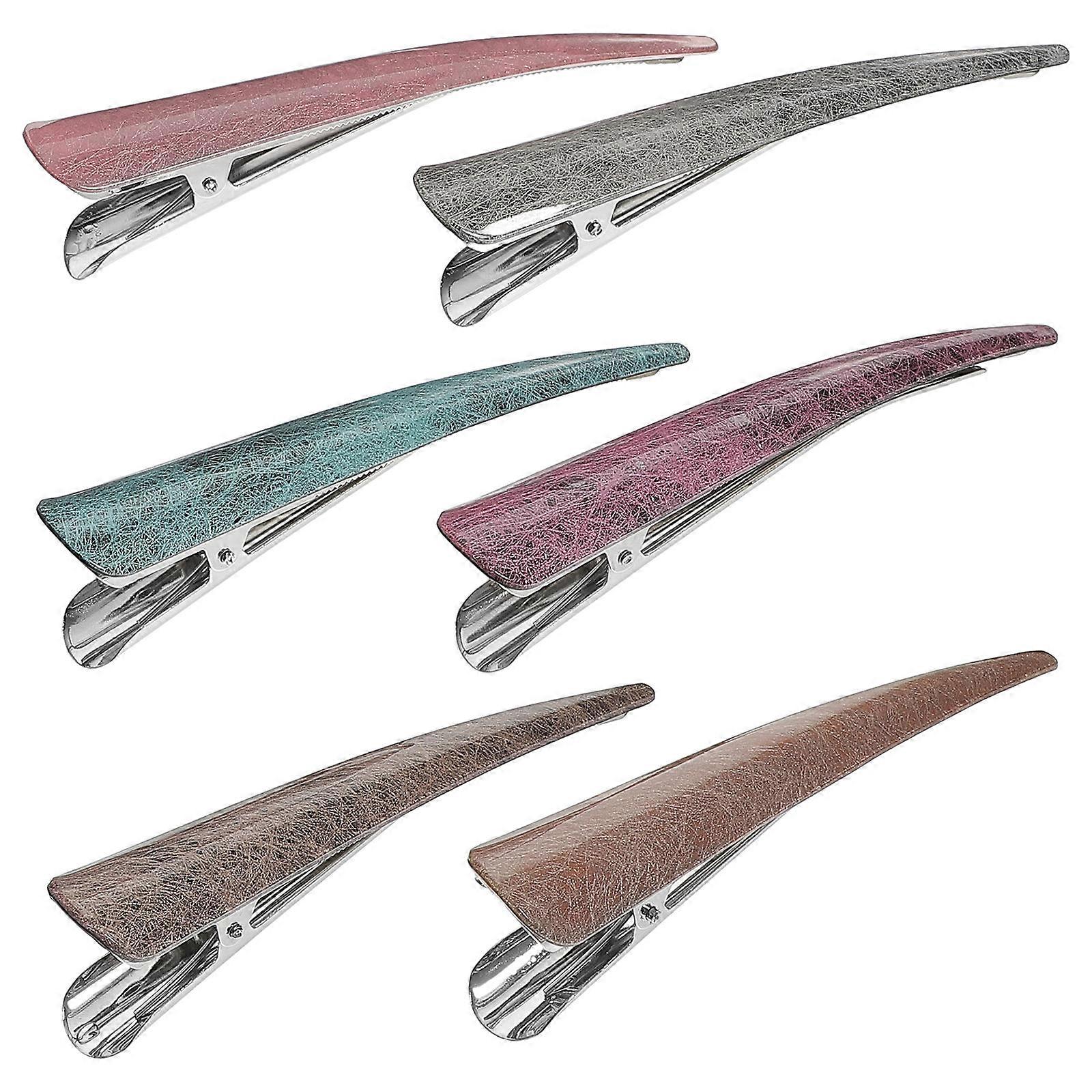 Here's a polished and professional product description based on your input:
 
**6PCS Gradient Acrylic Hair Clips Durable Ox Horn Style Ponytail