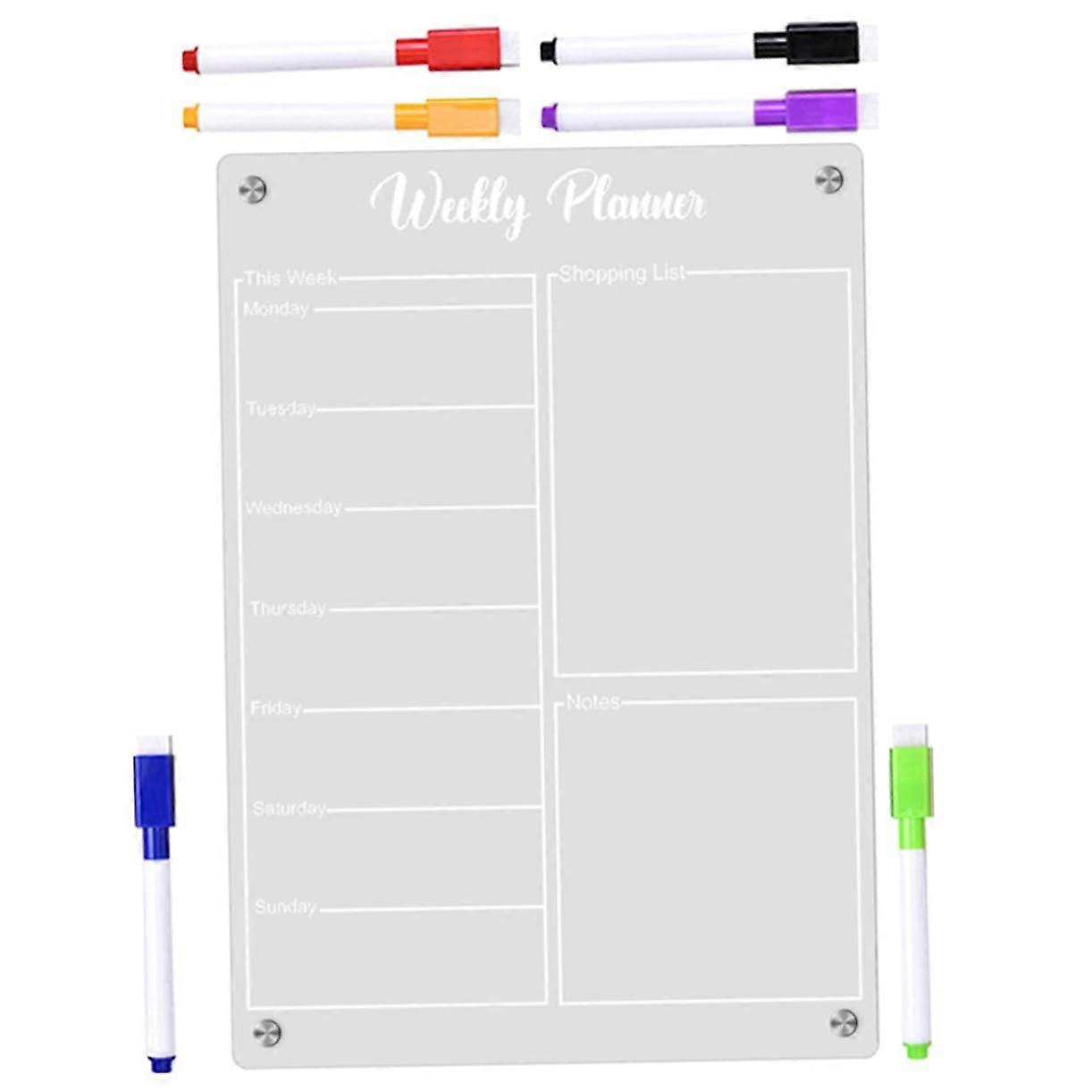 1 Piece Magnetic Refrigerator Planning Board, Writable Memo for Effective Organization with Whiteboard Markers