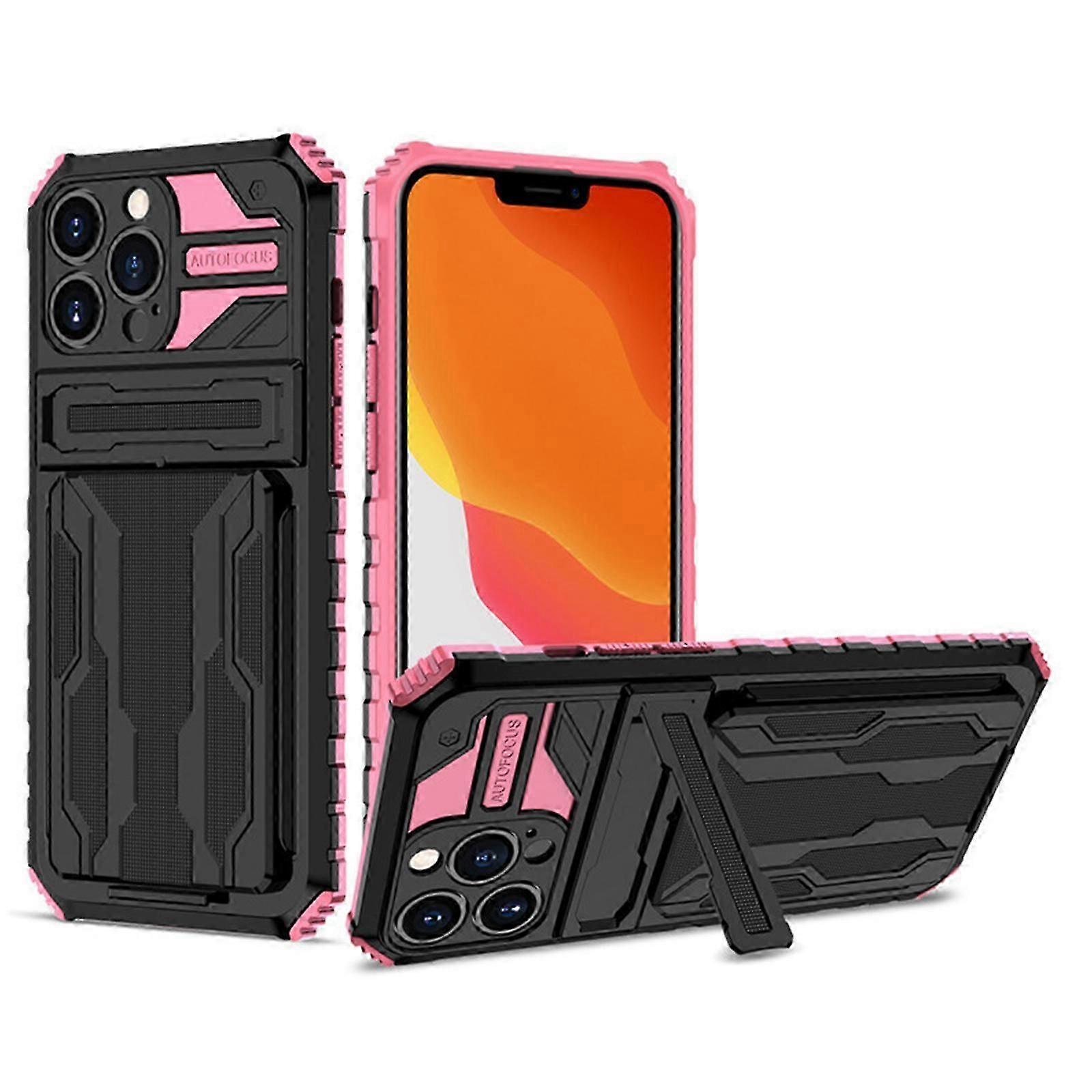 适用于iPhone 15 Pro Max / 15 Ultra 6.7手机壳钱包信用卡持有人身份证插槽滑动门隐藏口袋和戒指支架/支架