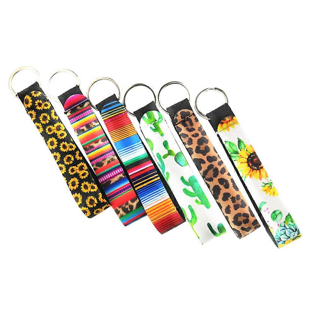 Trendy Keychain Long Stripe Key Ring Car Key Accessory Assorted Color 13x1.8cm Safety Key Holding 6Pcs