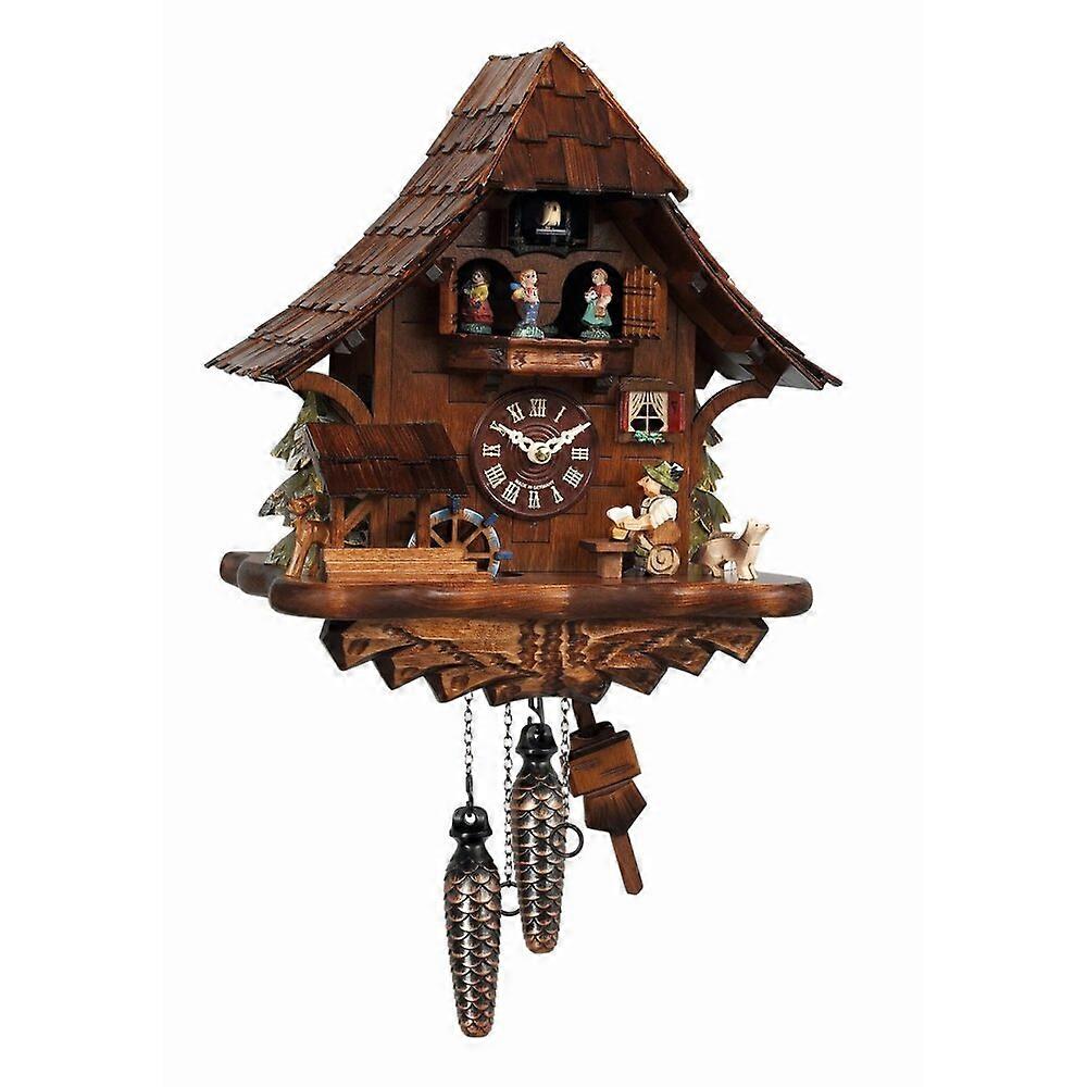 Engstler - 492_MT - Cuckoo Clock - 1-Day Chain Hoist - Walnut - with Music with Dancing Couple - 35 cm