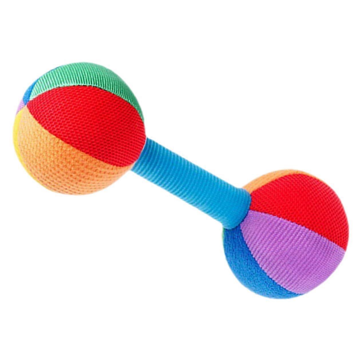 Colourful Dumbbell Toy Soft Teething Toy For Toddlers Fabric Sensory Rattle Small Grasp Baby Christmas Goodie Bag Filler