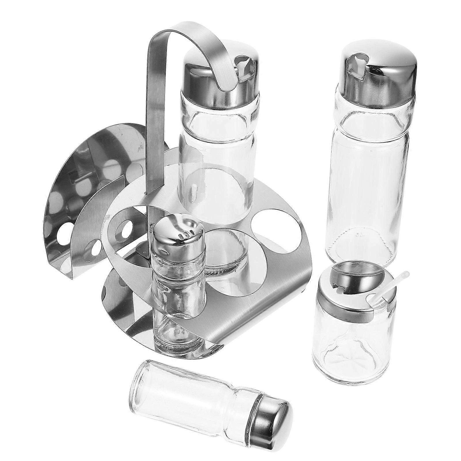 Stainless Steel Seasoning Bottles Set Space Saving Spice Storage Canisters for Kitchen, Easy to Clean, Ideal for Family & Outdoor Barbecue Use