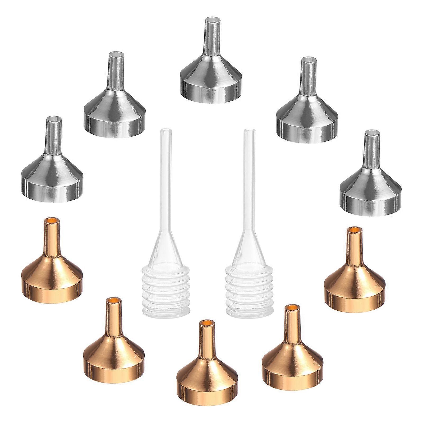 12pcs Mini Funnel Set with Droppers – Gold & Silver Small Funnels for Perfume, Spice, Powder & Liquid Filling – Easy Transfer Home Accessories
