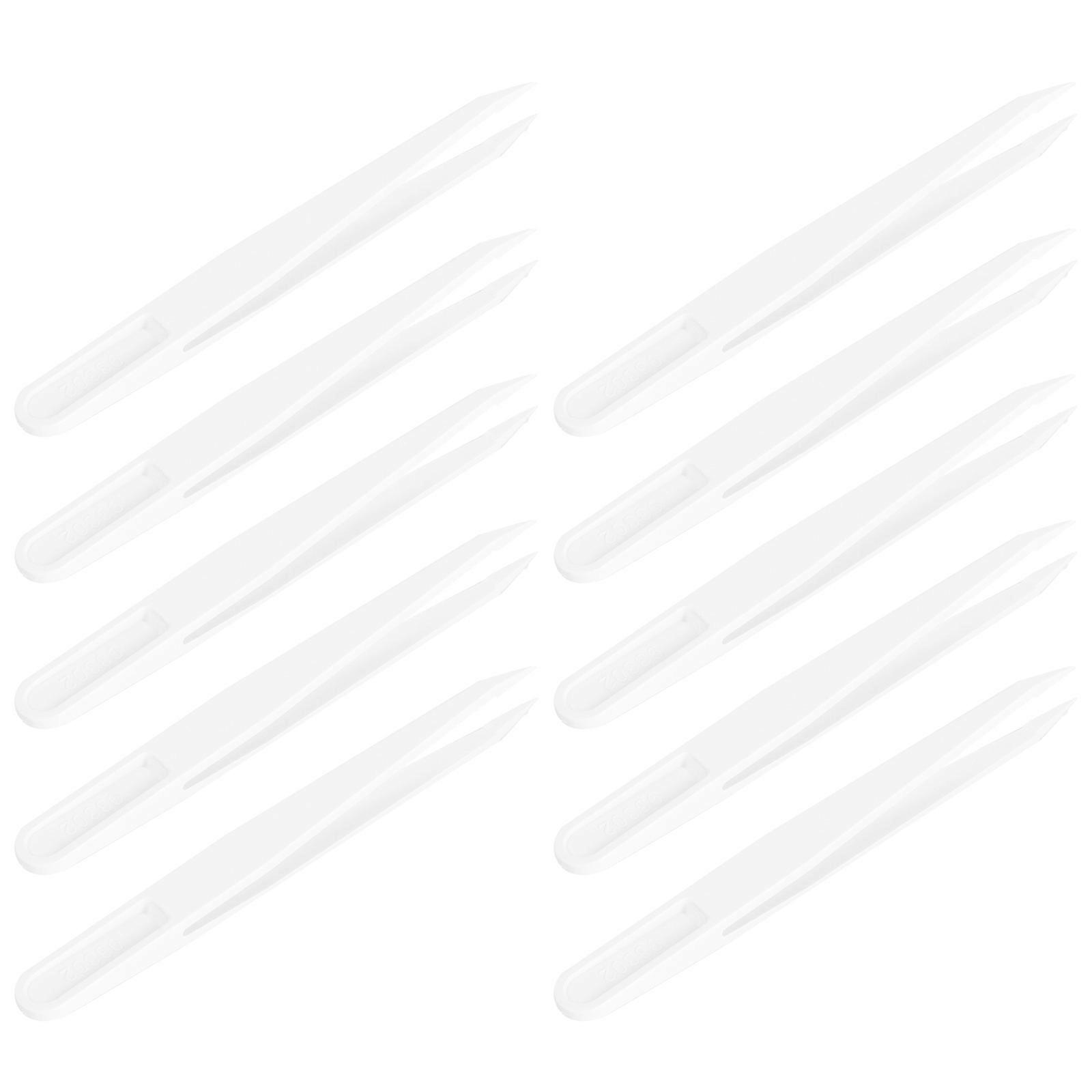 Anti Static Tweezers High Precision Use Ergonomic Design for Shop Home 12x2 Cm White 10Set