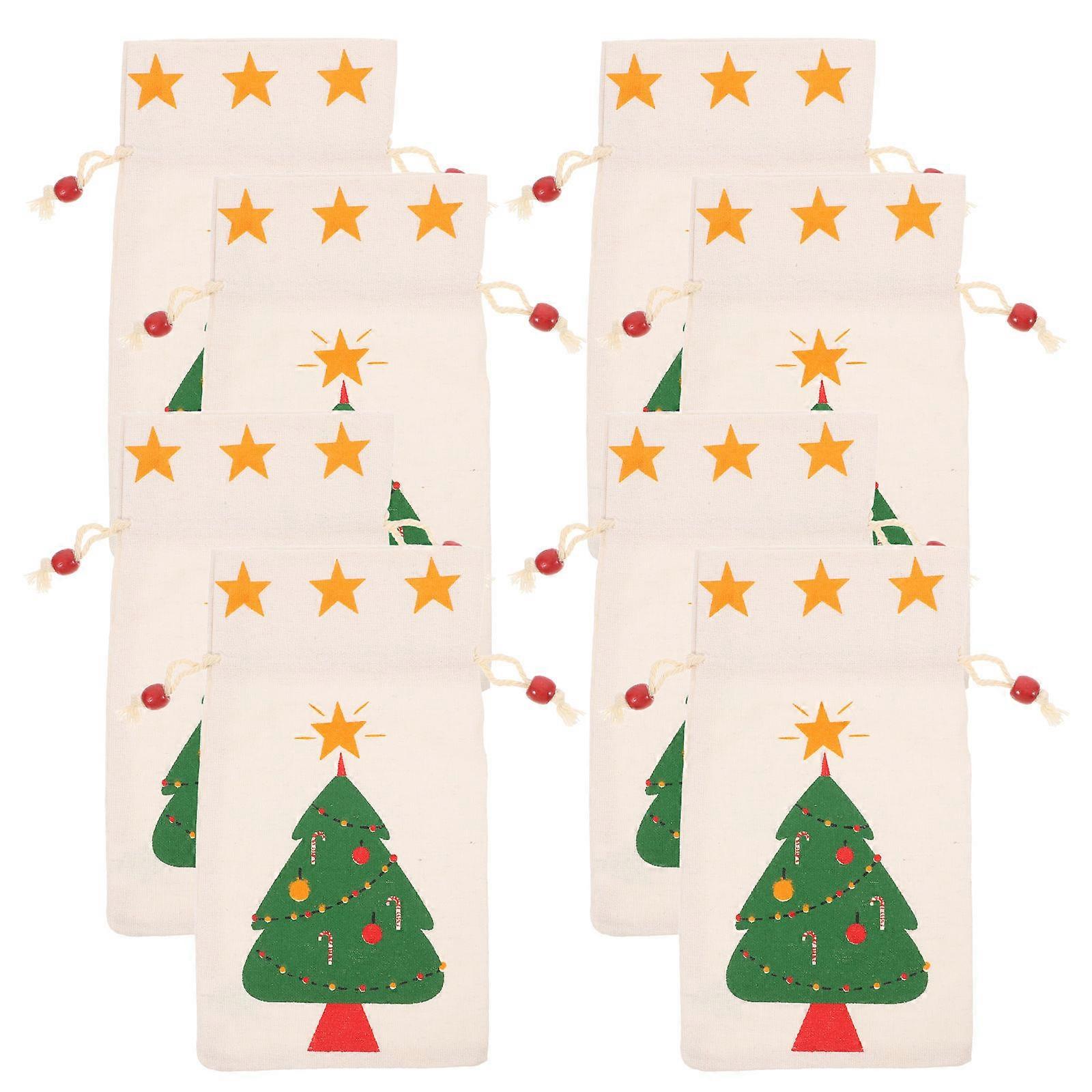 Christmas Gift Drawstring Bag Linen Random Style 23.00X13.00X0.20CM 8Pcs