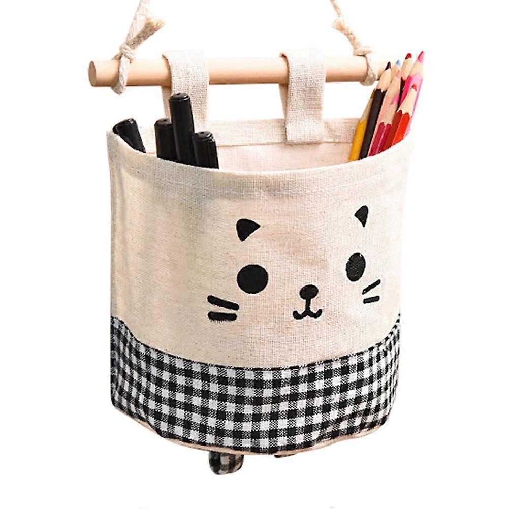 Retro Multi Cotton Linen Hanging Storage Bag for Bathroom Wall with Waterproof Design and Tidy Organization 12.5x8.5 Inches