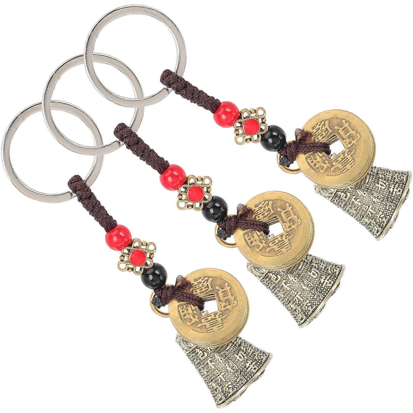 Retro Bell Pendant Keychain with Excellent Texture and Fine Workmanship for Decor Golden Metal