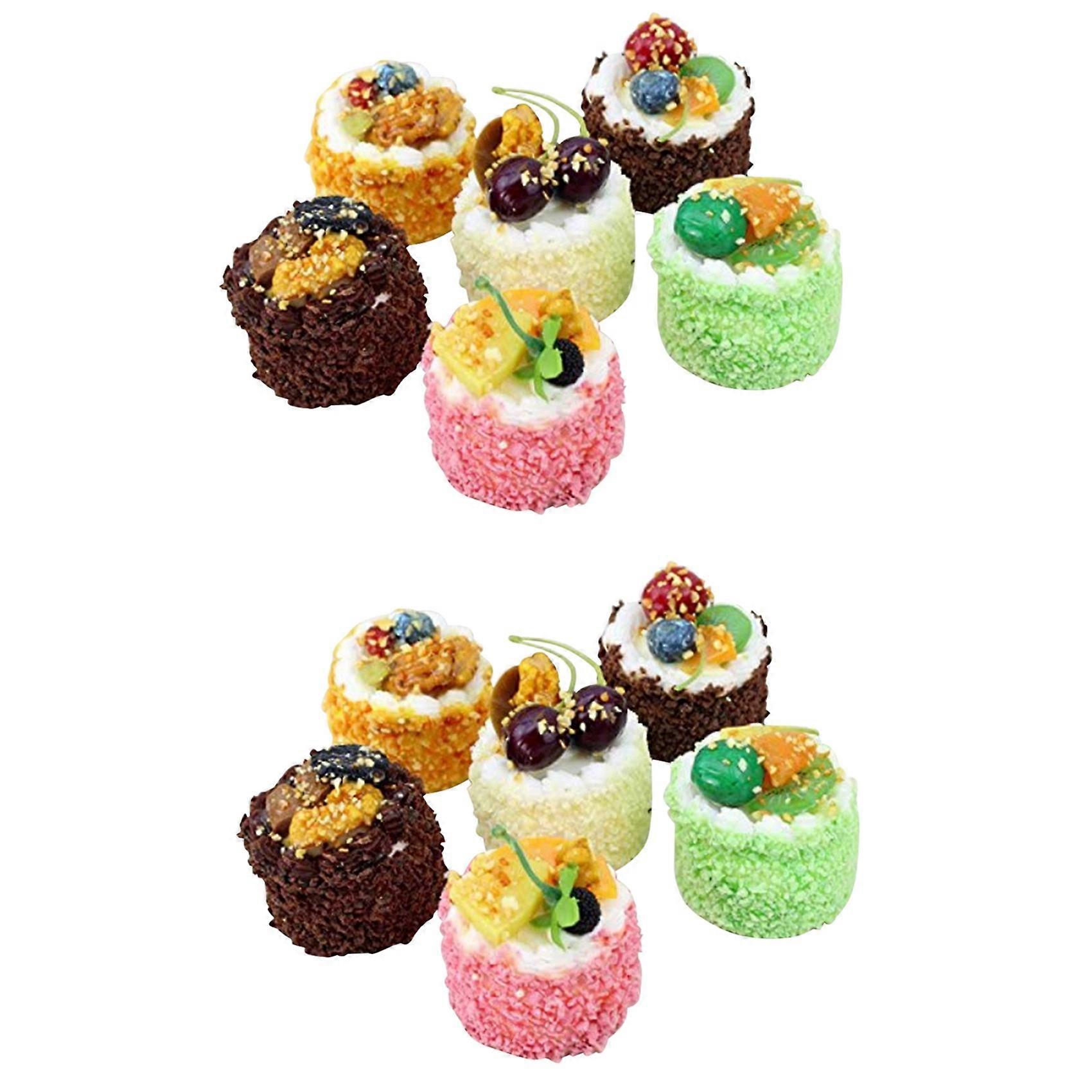 12Pcs Artificial Simulation Cake,Realistic Cupcake Bread Dessert Model Fake Display Cake Photography