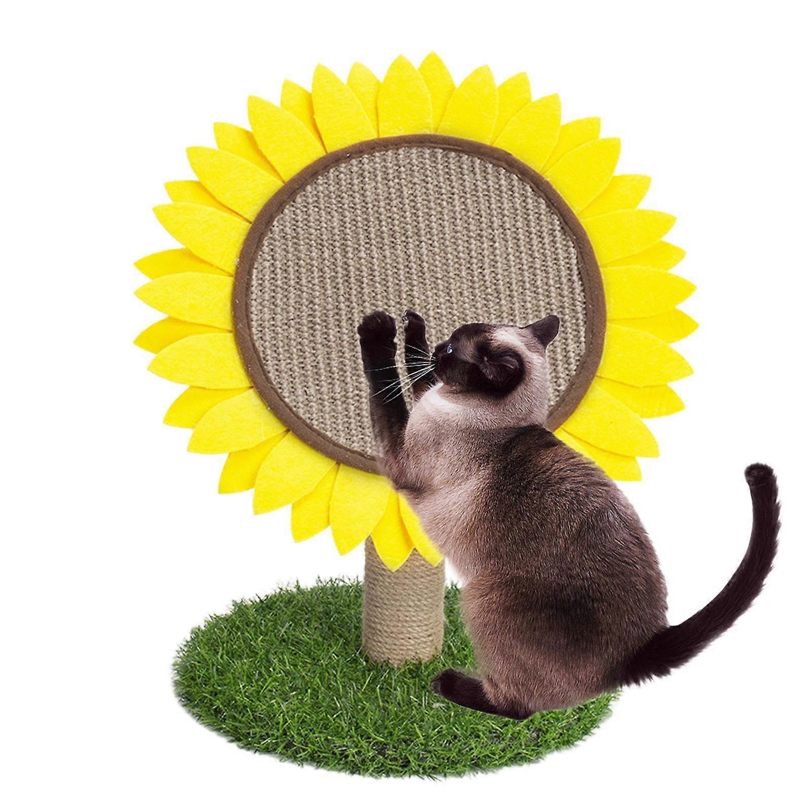 Sunflower Cat Scratching Post Sisal Covered Cat Scratching Post Flower Design Interactive Cat Furniture For House Cats