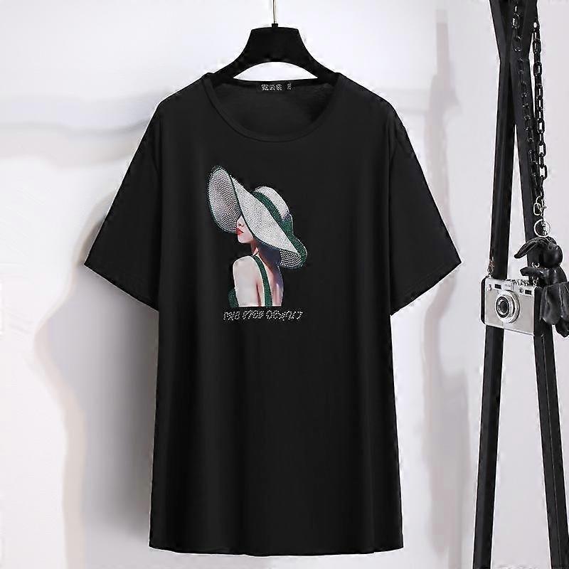 Plus Size Women's Summer New Round Neck with Loose Thin Short Sleeved T Shirt