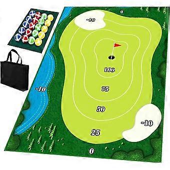 Tragbares Golfspielset für den Innen- und Außenbereich mit Chipping-Golfspielmatte, Schlagmatten und Golftrainingshilfen für das Üben im Garten zu Hause