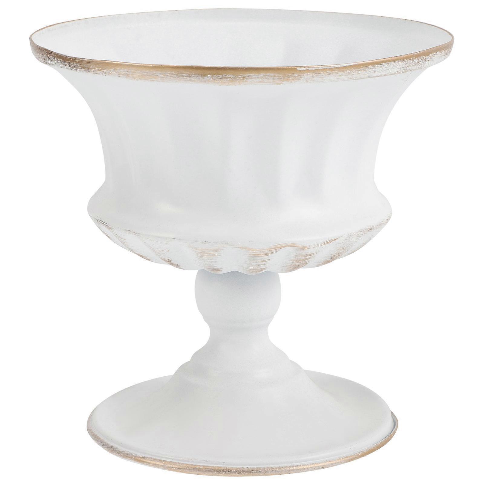 White Iron Planter for Home with High Grade Material and Retro Style 6.5 Inches