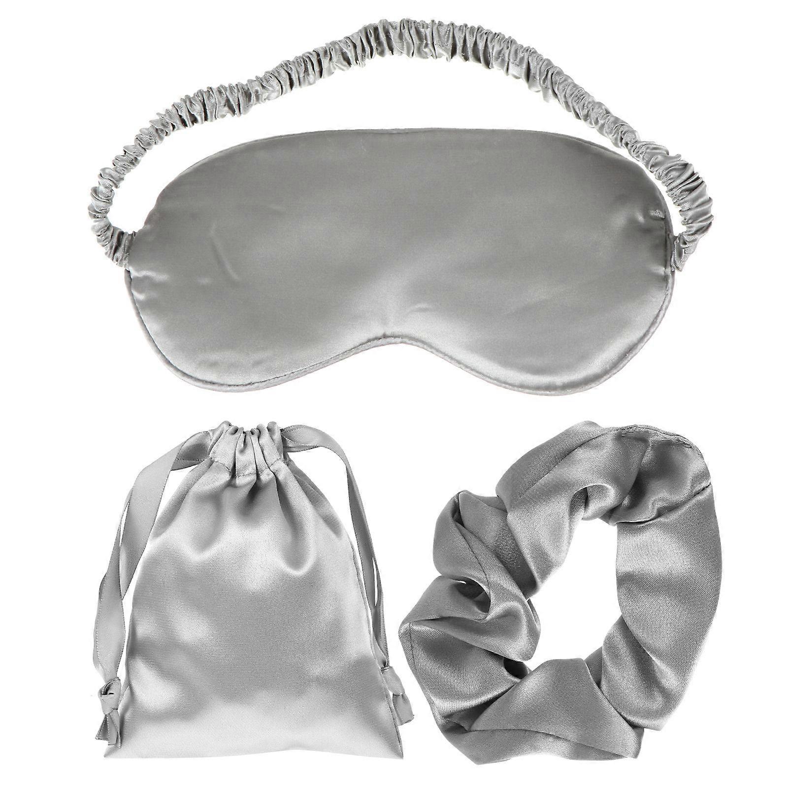 Silk Eye Mask Set with Storage Bag and Hair Scrunchies for Sleep, Travel, and Home Use