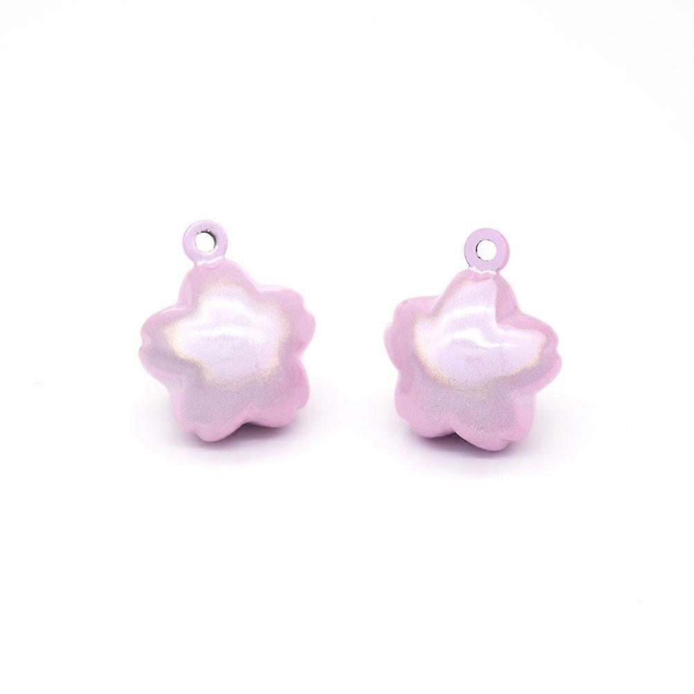 Cherry Blossom Shape Bells Pendant Accessories 2pcs Copper Hanging Supplies for DIY Projects (Pink)