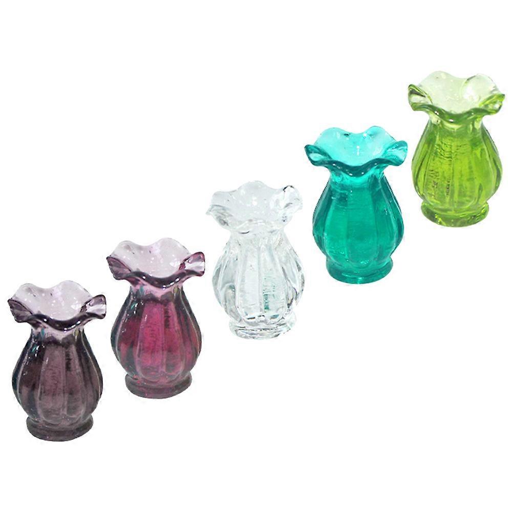 Miniature Stuff Mini Bottles Miniature Vase Flower Dollhouse Scenery Props Mini Ornament Kid 2X1.4X1.3CM 5Pcs