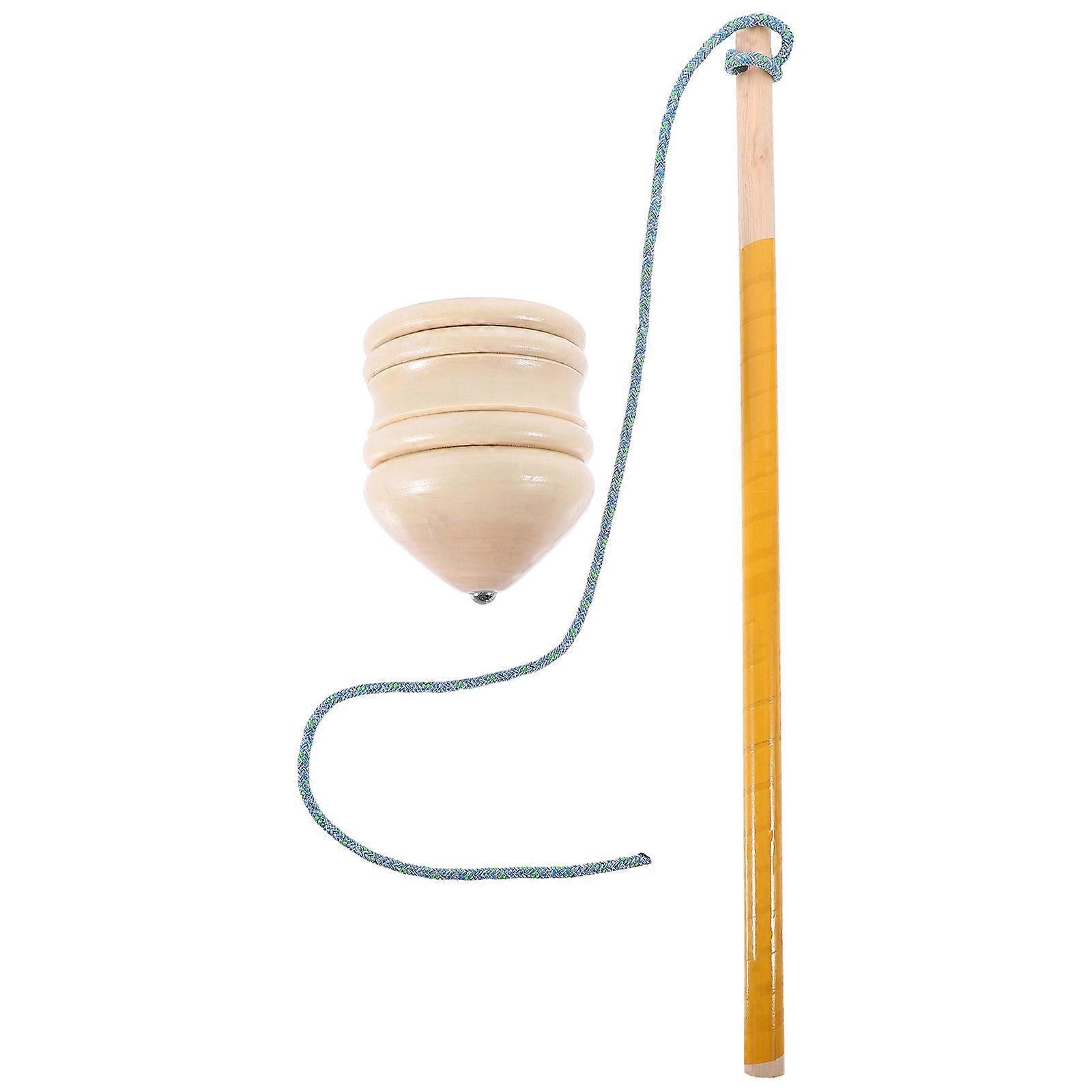 Creative Gyroscope Toy for Kids Wooden Fidget Vintage Round Shape Beige Color Exercise Cognition 1Pack