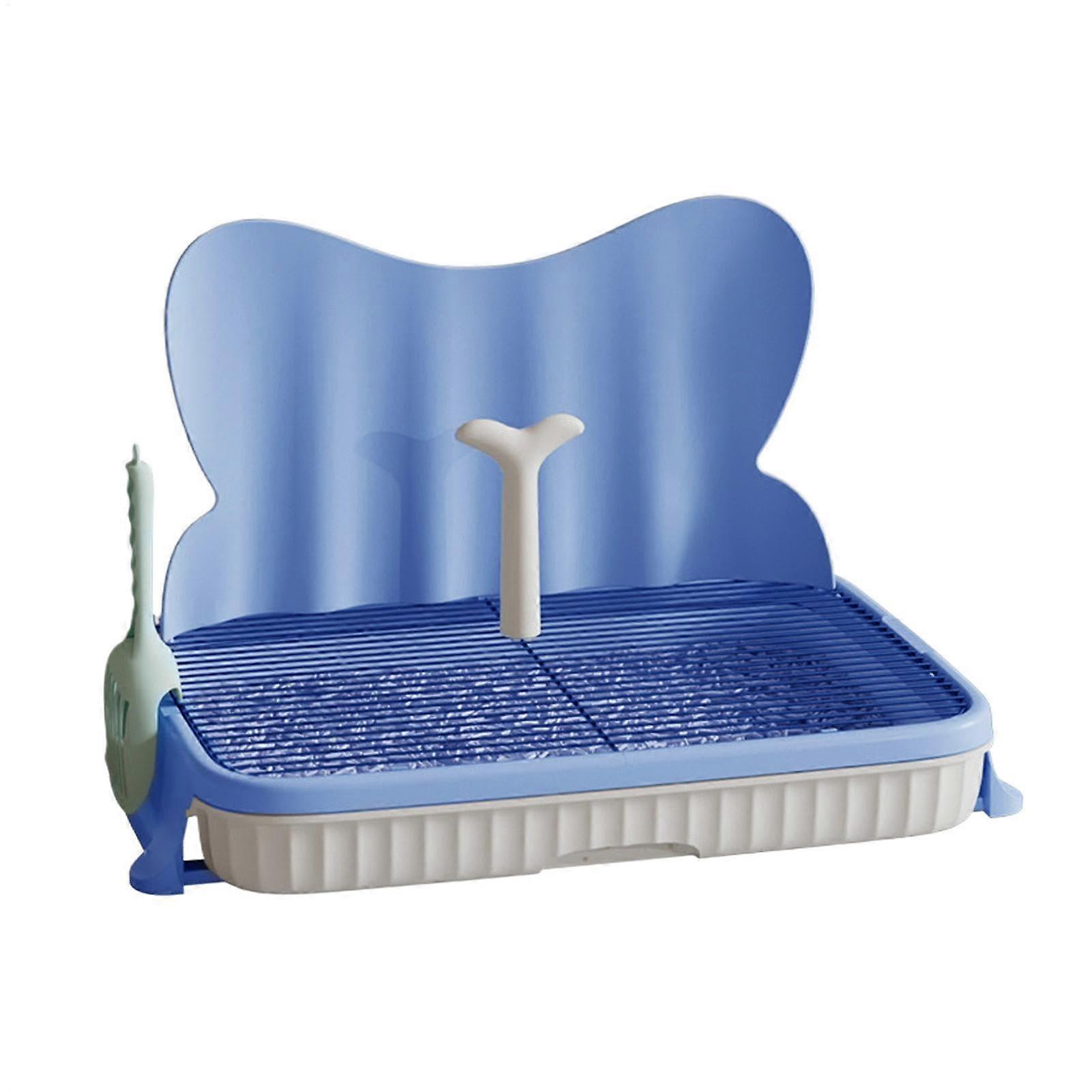 Indoor Dog Potty Tray With Splash Wall Strong Pee Station Easy Clean Blue