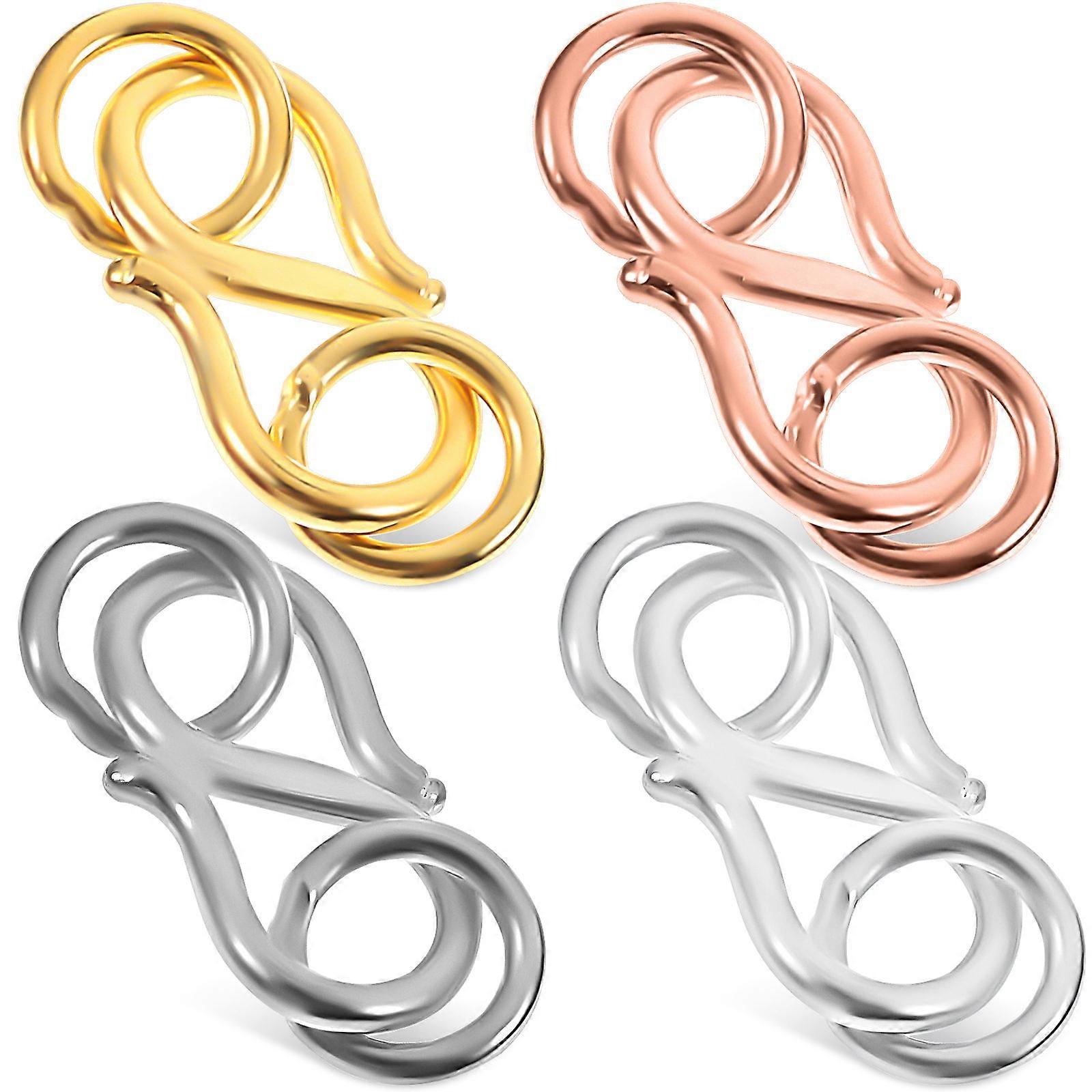 4PCS S Crochet Collier Fermoirs avec Anneaux de Jonction Fermés pour la fabrication de bijoux Connecteur universel pour Colliers et Bracelets