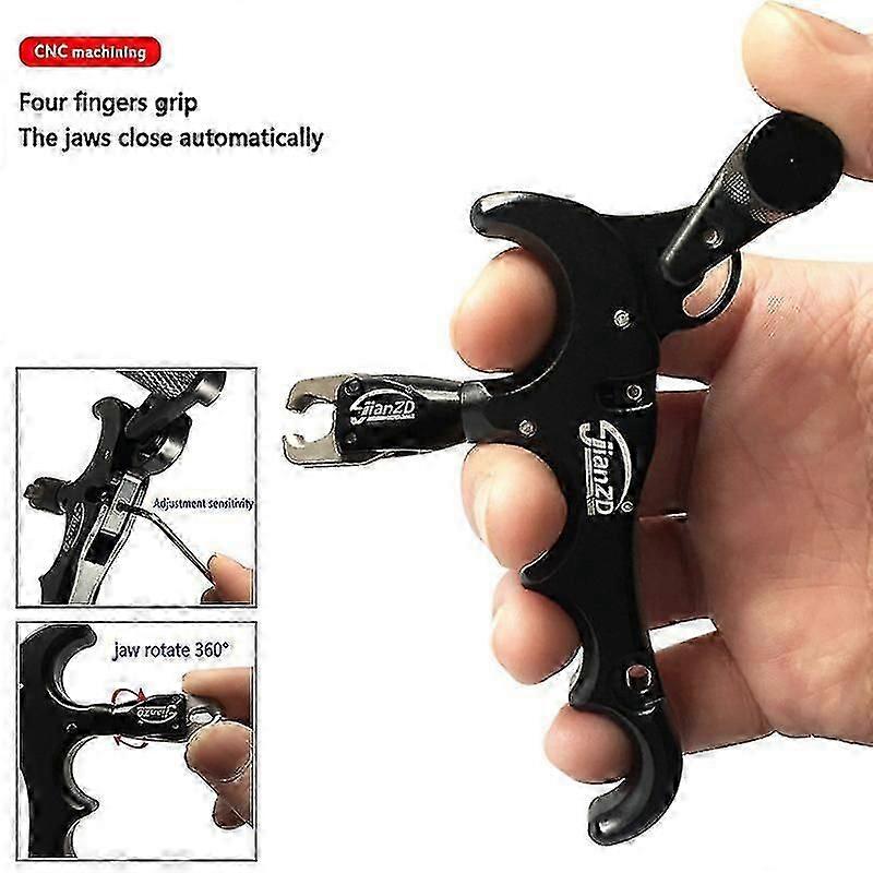 Archery 4 Finger Compound Bow Release Adjustable Can Rotate 360 Thumb Release